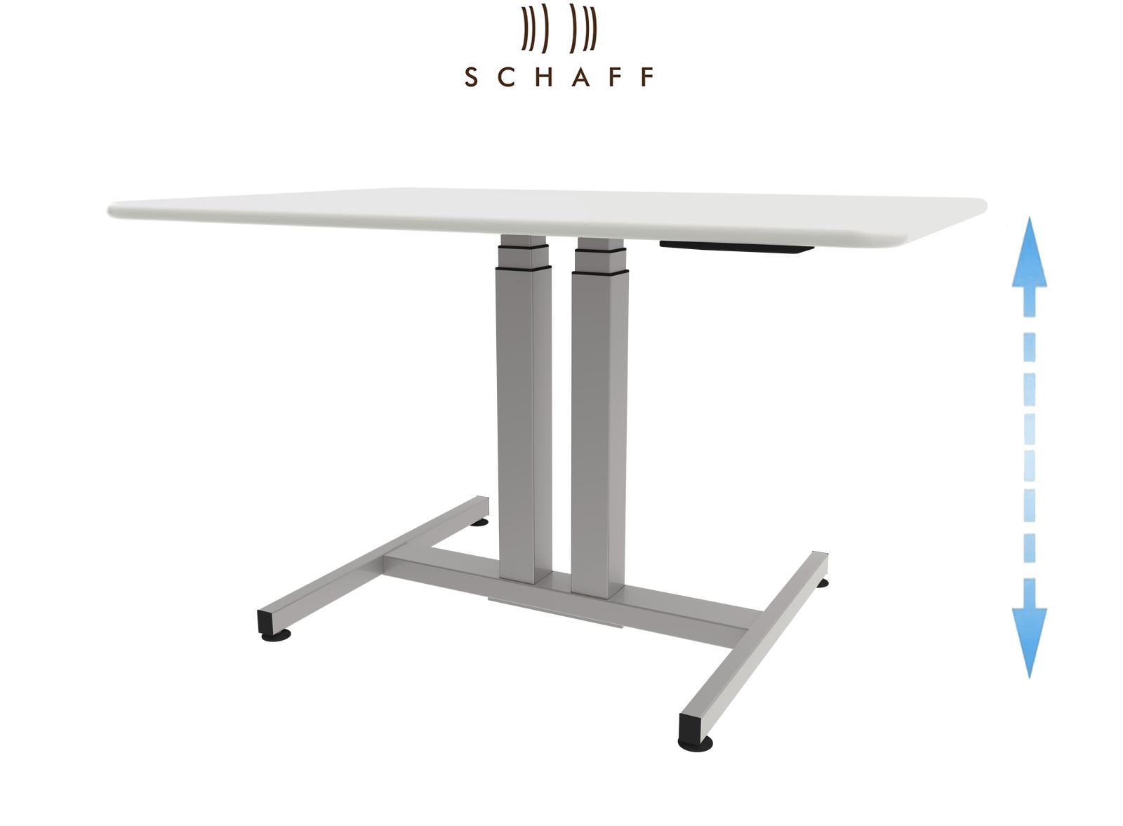 SCHREIBTISCH höhenverstellbar Progress Gasfeder 120x80 cm - Weiß, Metall (120/80/64cm) - Schaff