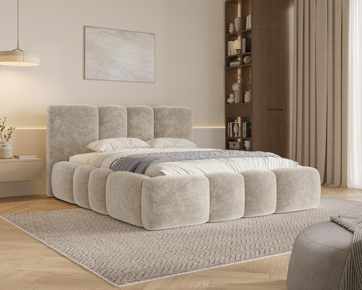 POLSTERBETT 26 - 180x200 cm – Amari – Bett mit Bettkasten und Gepolstertem Kopfteil - Cappuccino, Holz (180/200cm) - ROYAL24_MARKT
