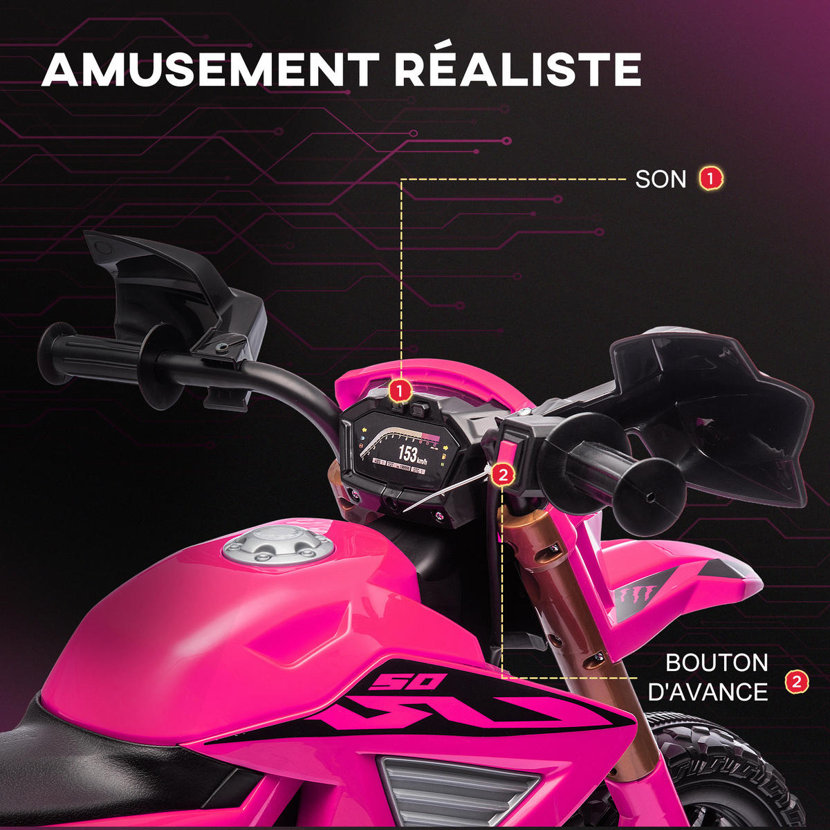 ELEKTRO-MOTORRAD DE-13058 Stützräder Rosa - Pink, Kunststoff (105/57/62cm) - ComfortXL