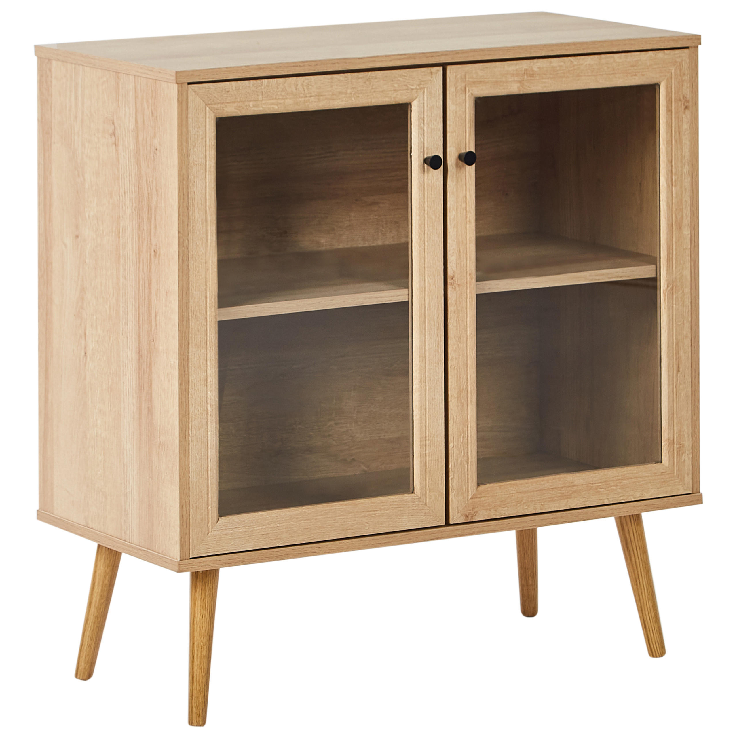 BUFET cu usi din sticla 80 cm maro deschis Albany