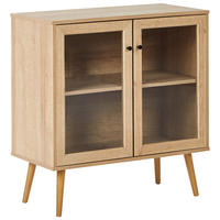 SIDEBOARD mit Glastüren 80 cm Hellbraun Albany - Braun, Holzwerkstoff (80/84/40cm) - Beliani