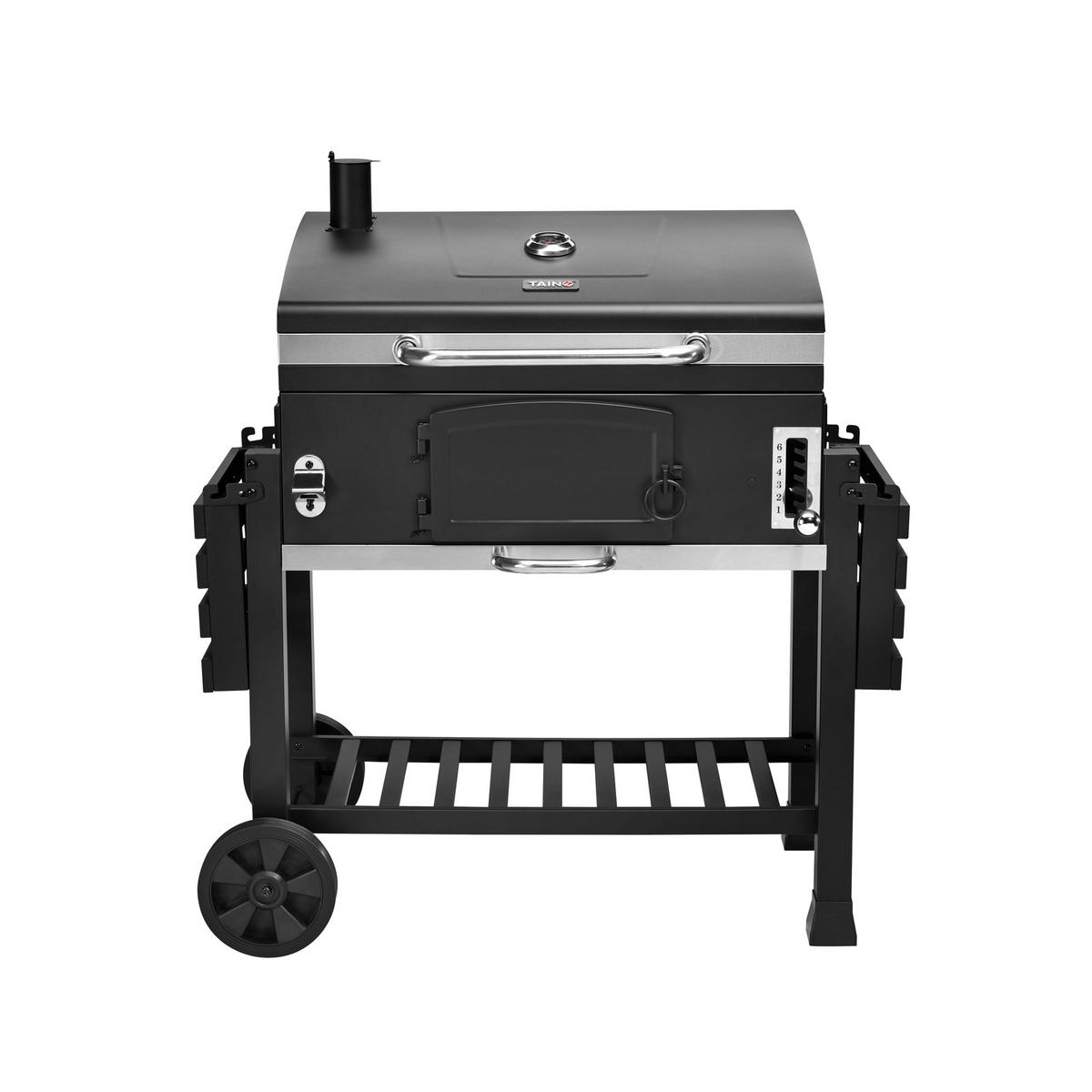 HOLZKOHLEGRILL und Smoker HERO XXL - Schwarz, Metall (142/111/46cm) - TAINO