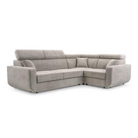 ECKSOFA RENO Beige Plüsch-Stoff mit Schlaffunktion - Beige, Holz (263/184cm) - MASSENO