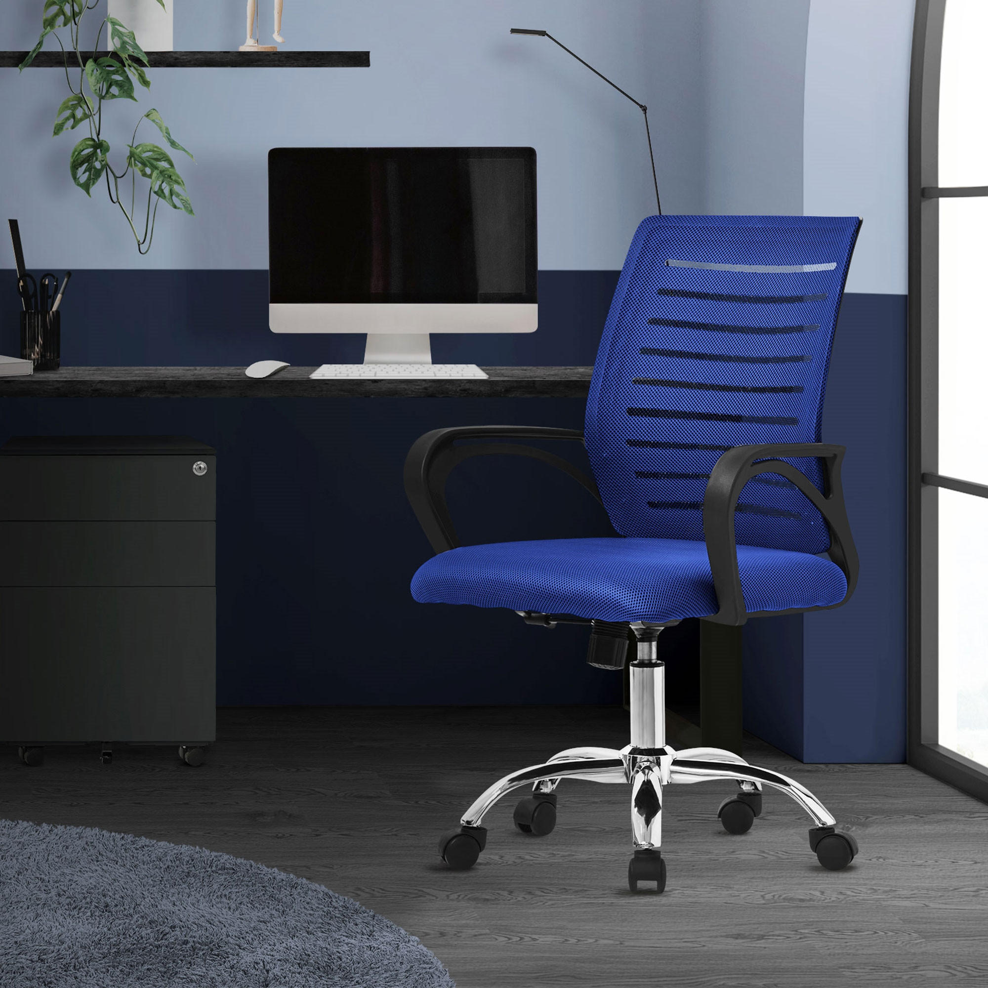 SCHREIBTISCHSTUHL Classic blau - Blau, Metall (54/99/59cm) - ML-DESIGN