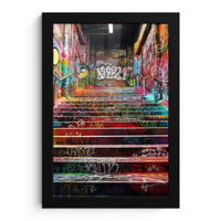 GERAHMTES BILD Treppe - Graffiti - Farben - Kunst 20x30 cm - Multicolor, Papier (20/30cm) - MuchoWow