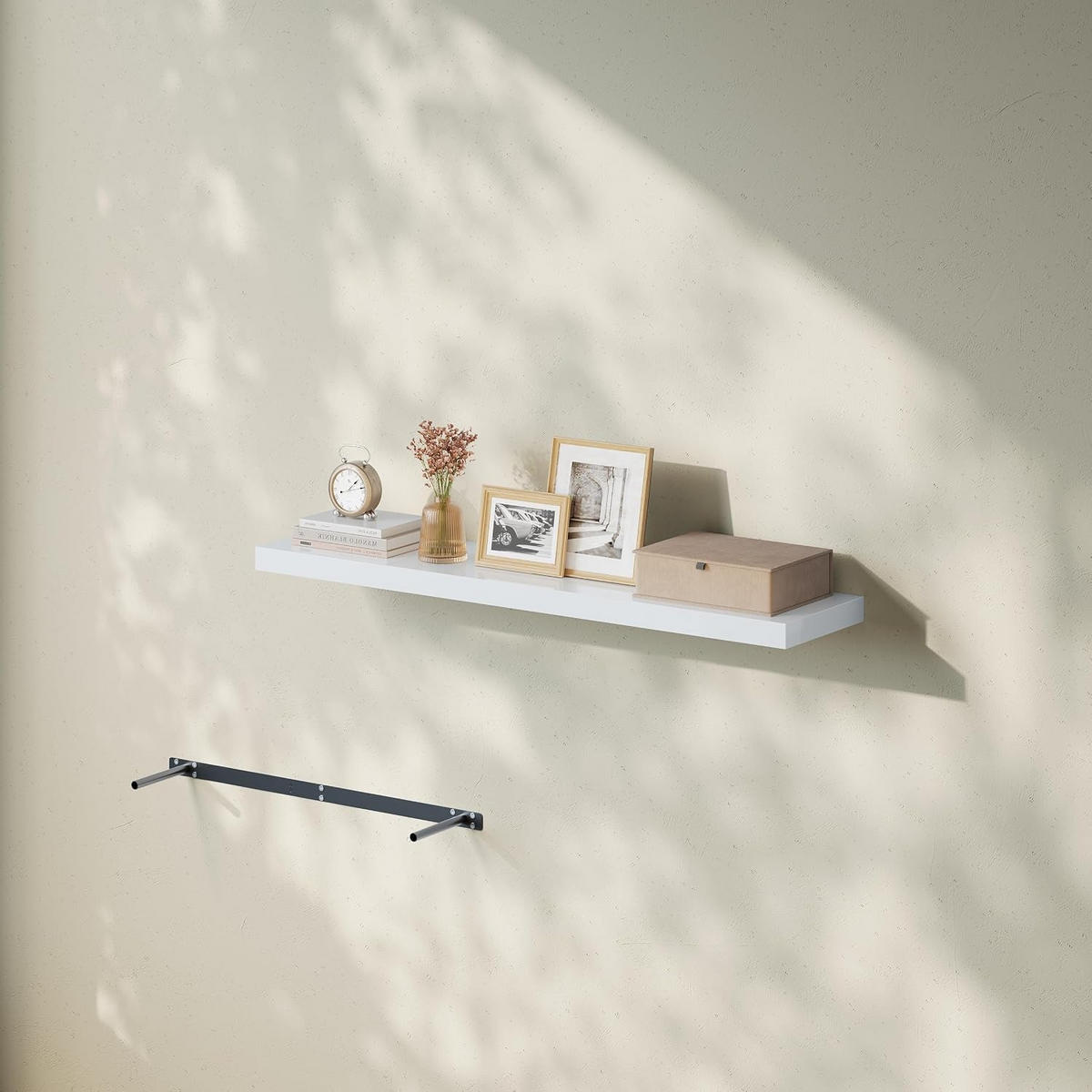 WANDREGAL Freischwebend Weiß 100B x 22,9L x 3,8H - Weiß Hochglanz, Holz (100/3.8/22.9cm) - Woltu