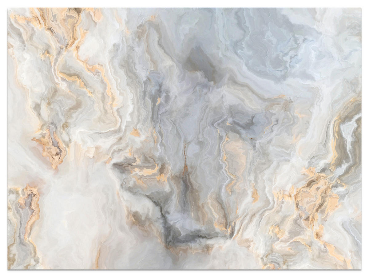 FOTOTAPETA Pre Kuchyňu Sivá Imitácia Mramoru Zlaté Žily 500 x 350 cm - oranžová/sivá, papier (500/350cm) - Muralo