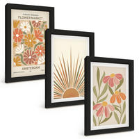 BILDER SET 3er Set - 20x30 cm Schwarzer Rahmen - Pastellfarbene Sonnenblumen - Schwarz, Kunststoff (20/30cm) - TULUP