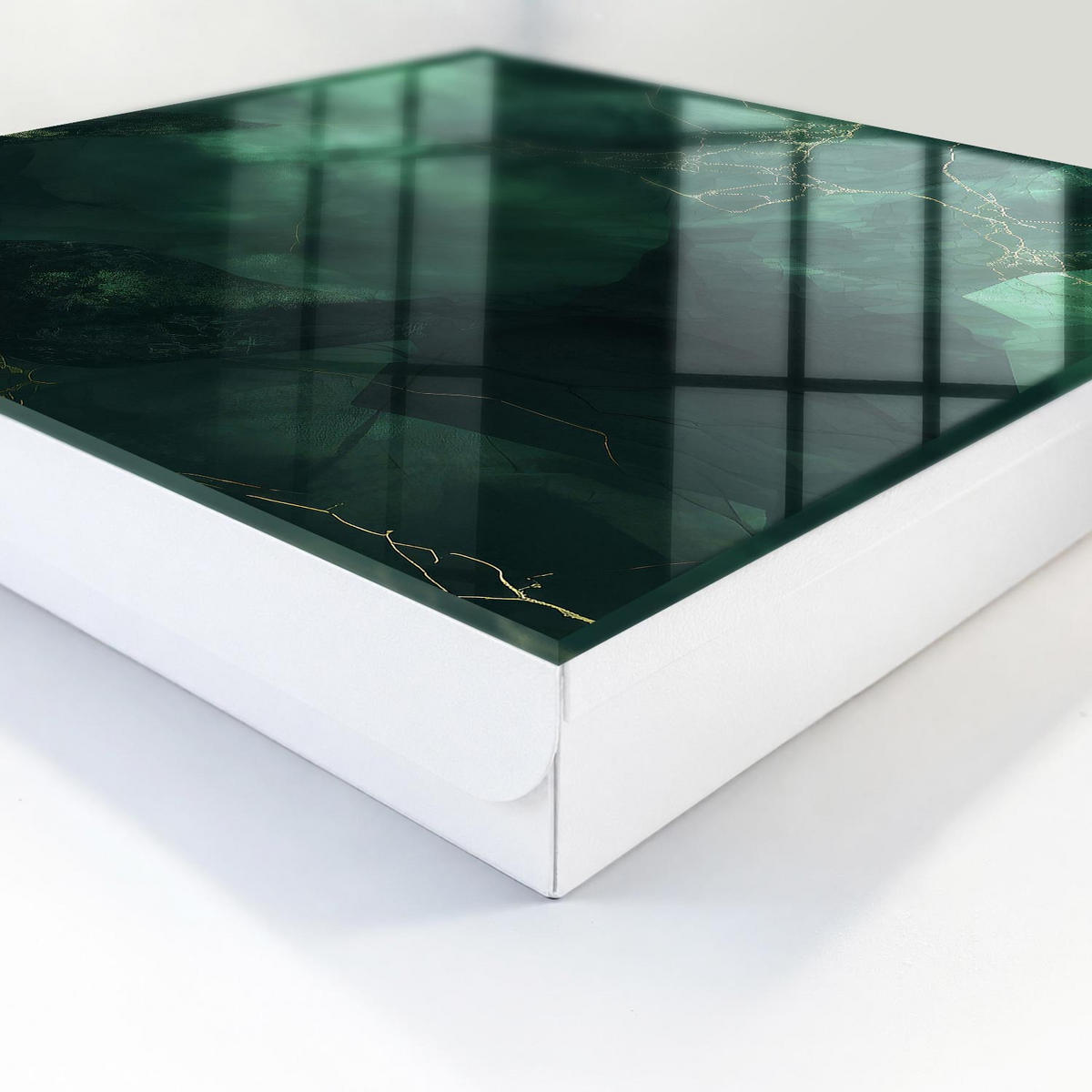 SCHLÜSSELBOX Weiß 30x30 cm – Türöffnung nach rechts - Grüne Eleganz - Grün, Metall (30/30/5cm) - TULUP