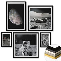 WANDBILDER 5er-Set - 50x50 cm & 20x30 cm & 40x60 cm Schwarzer Rahmen - Gemälde von Zitronenbäumen - Schwarz, Kunststoff (40/60cm) - ArtPrintCave