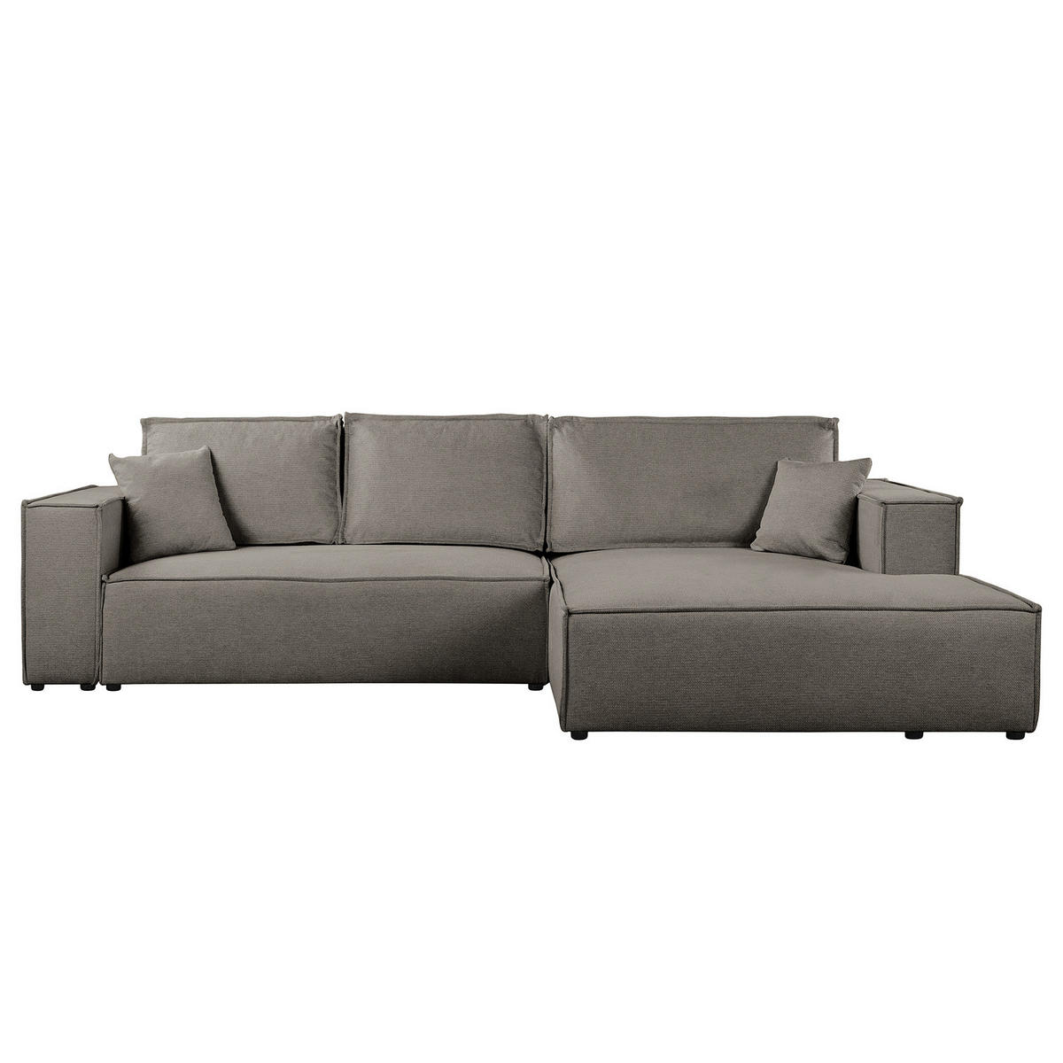 ECKSOFA mit Schlaffunktion - Longchair - Schwarz/Grau, Kunststoff/Textil (294/185cm) - home24