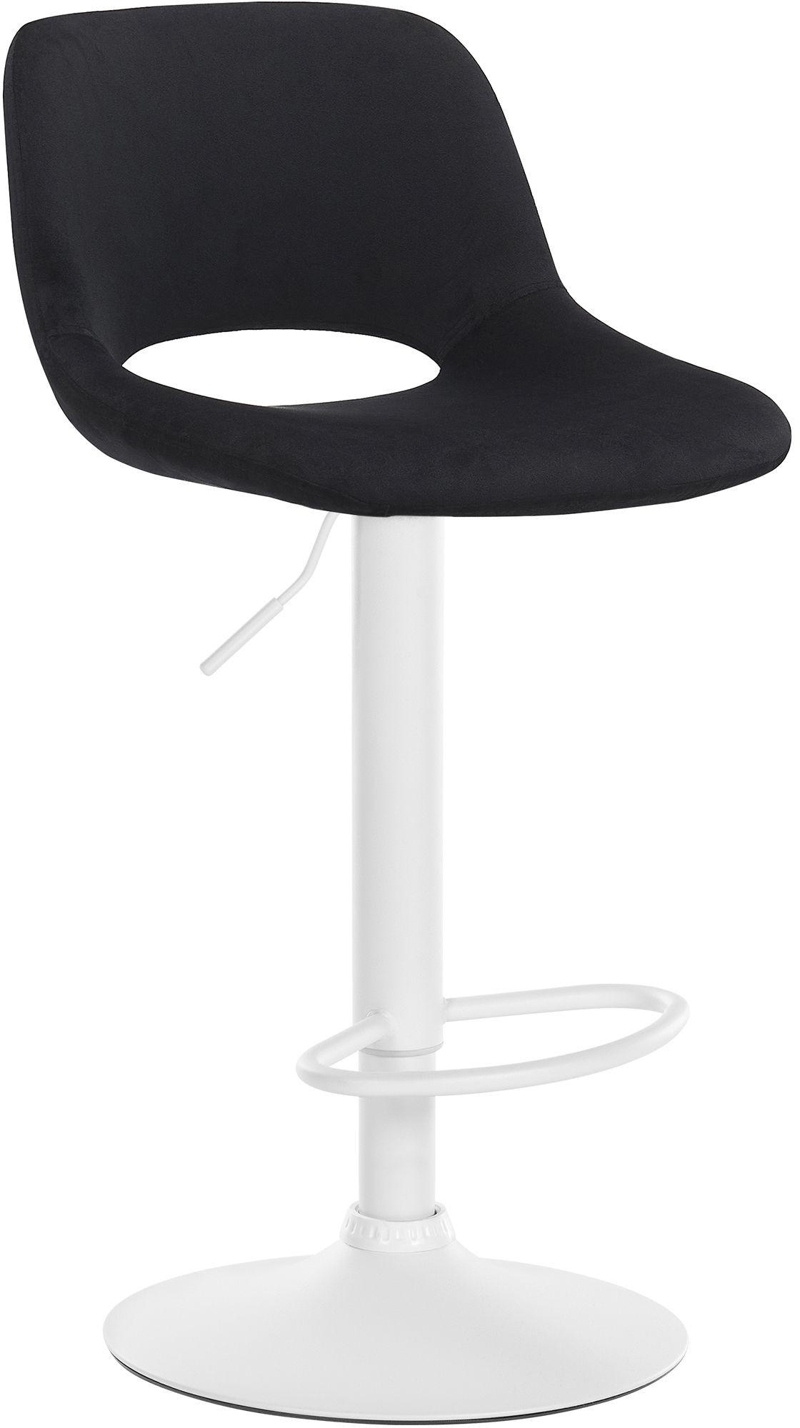 BARHOCKER JAKSON Schwarz Samt Weiß - Schwarz, Textil/Metall (42/86/46cm) - DELUKE