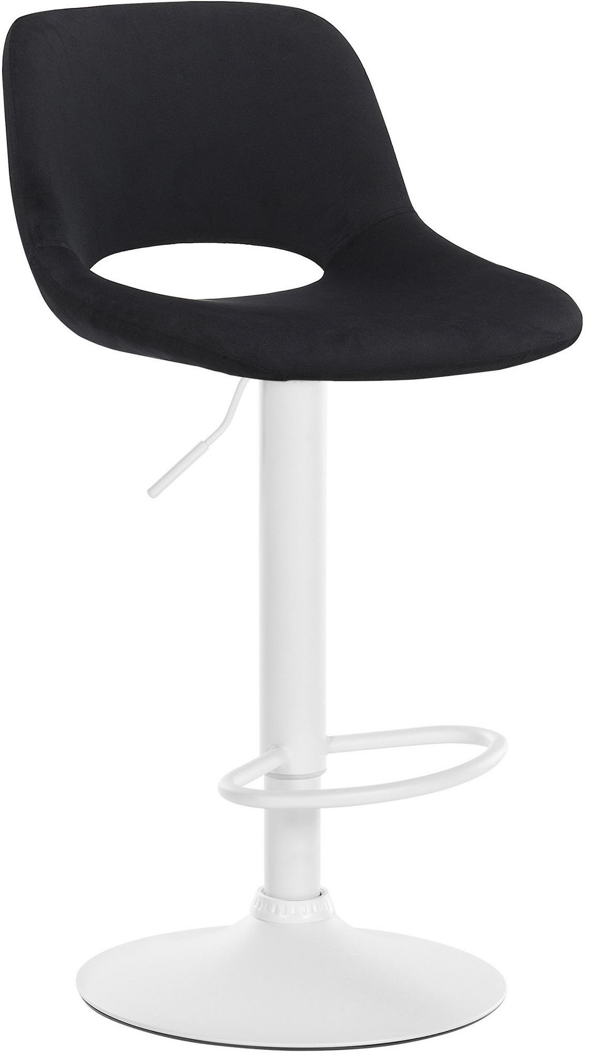 BARHOCKER JAKSON Schwarz Samt Weiß - Schwarz, Textil/Metall (42/86/46cm) - DELUKE