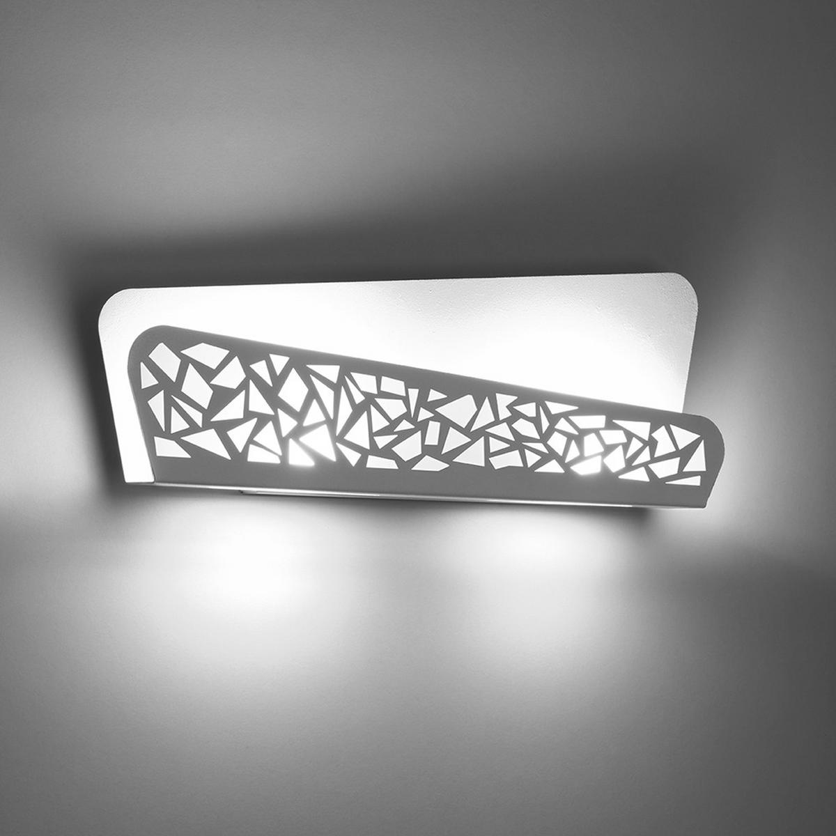 WANDLEUCHTE Stahl Weiß Gemustert - Weiß, Metall (4/15/40cm)