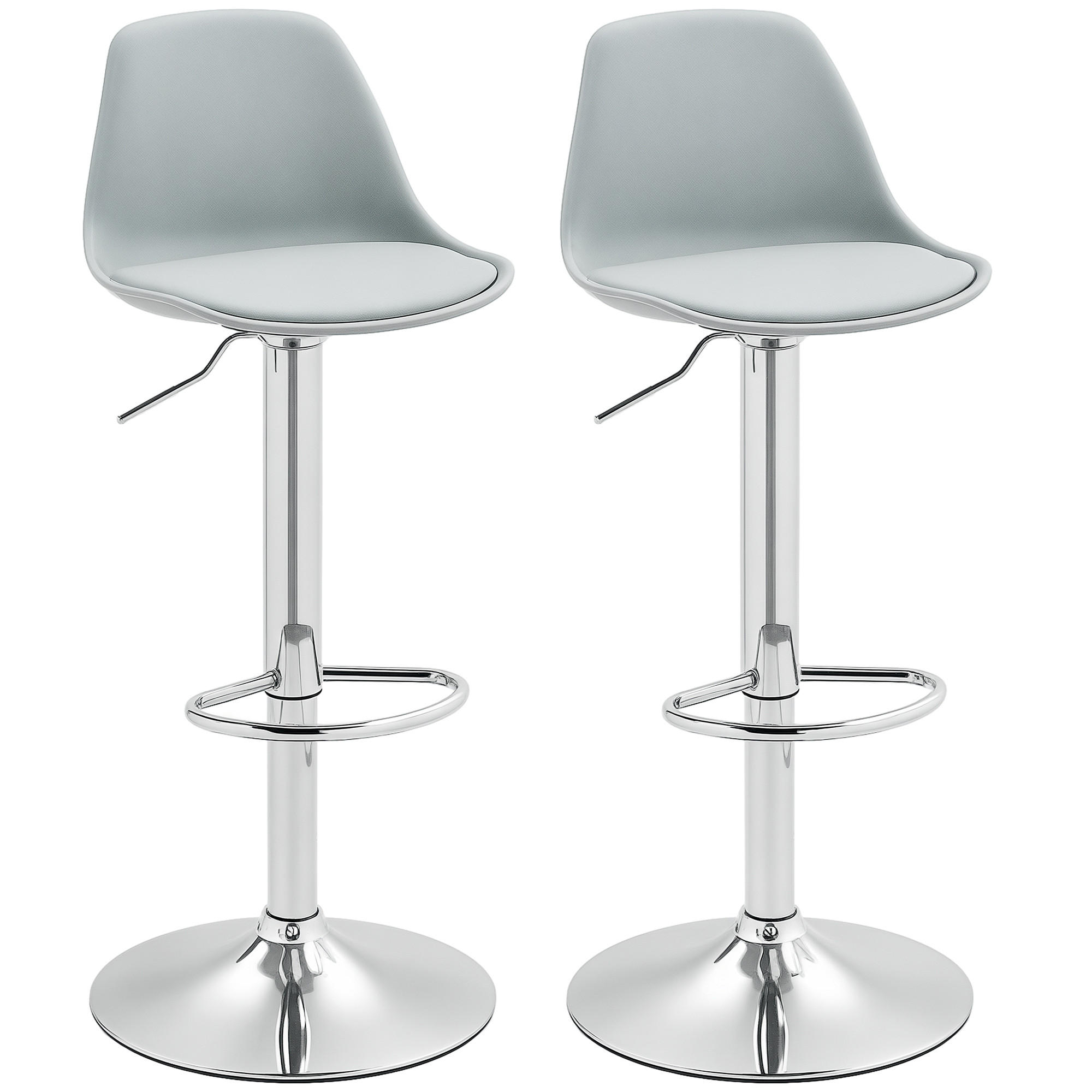 BARHOCKER 2er-Set DE-07977 höhenverstellbar mit Lehne Grau - Grau, Metall (42/104/41cm) - ComfortXL