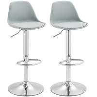 BARHOCKER 2er-Set DE-07977 höhenverstellbar mit Lehne Grau - Grau, Metall (42/104/41cm) - ComfortXL