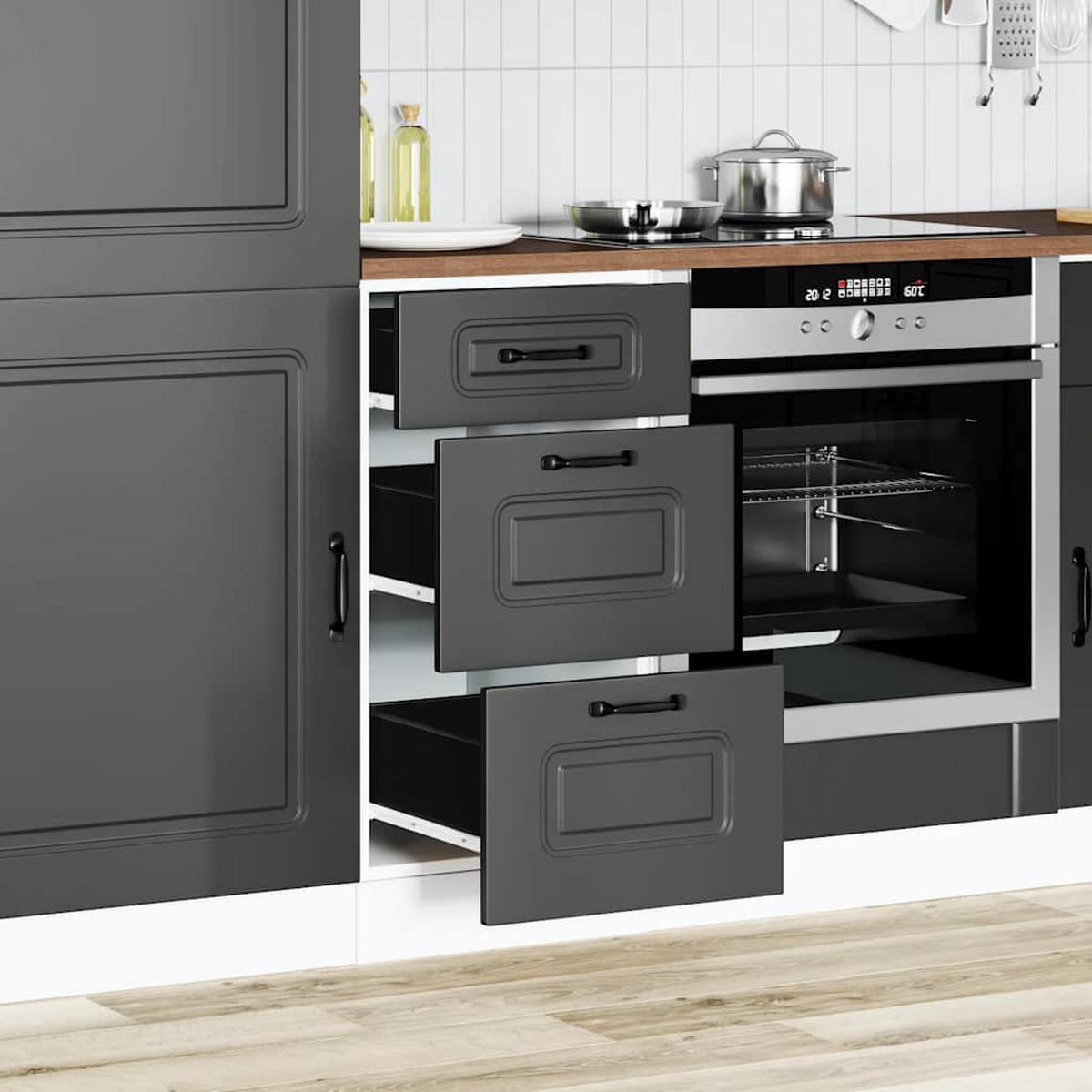 KÜCHENUNTERSCHRANK Kalmar Schwarz Holzwerkstoff - Schwarz, Holzwerkstoff (46/81.5/40cm) - vidaXL