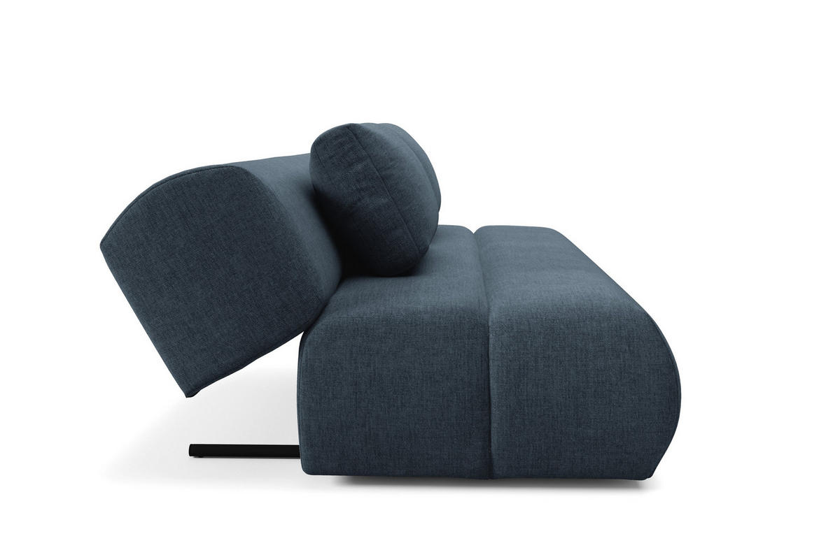 BETTSOFA ATOMO Blau Chenille-Stoff mit Schlaffunktion - Blau, Holz (217/82/134cm) - MASSENO