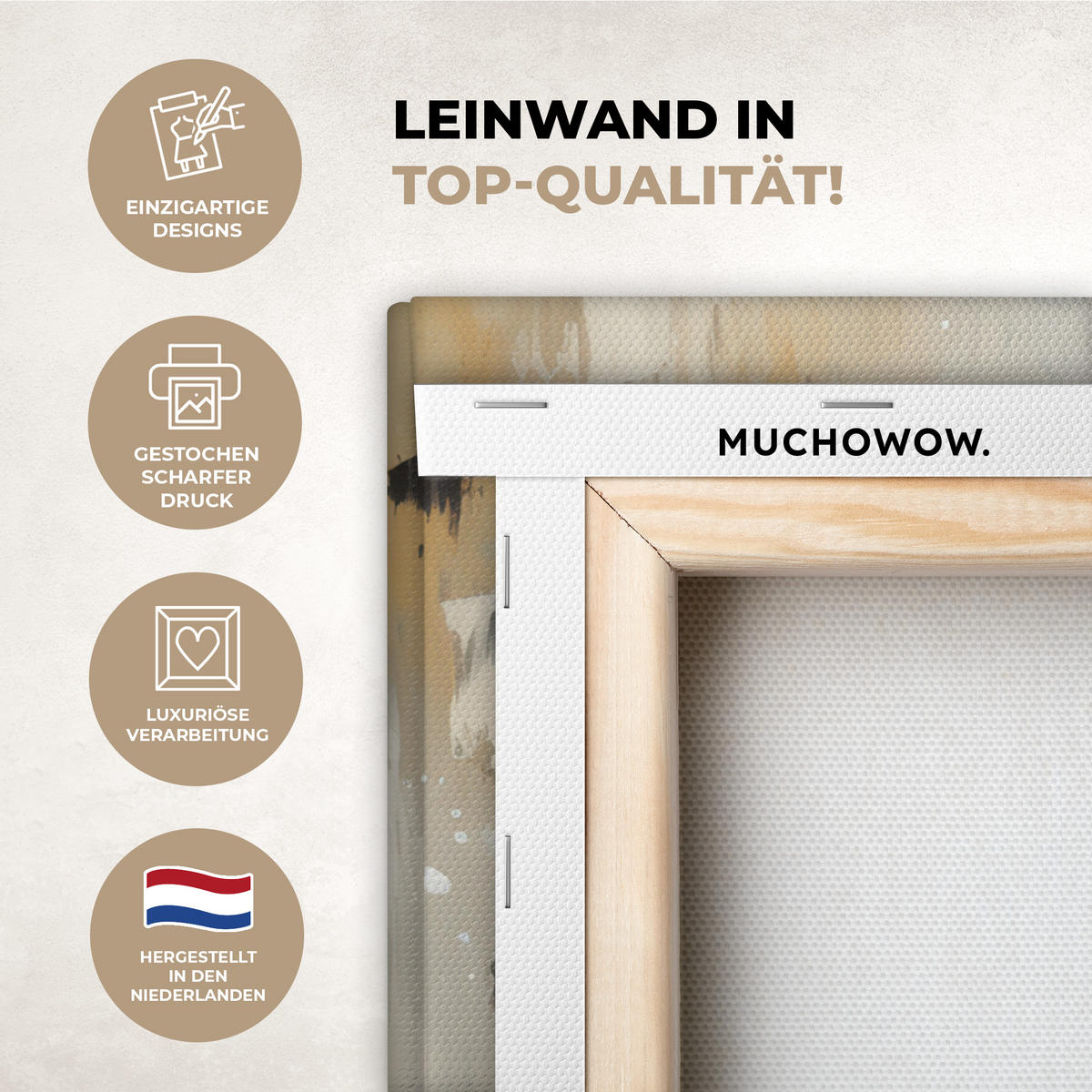 LEINWANDBILD Schneemann - Winter - Schnee - Beige 50x50 cm - Weiß, Textil (50/50cm) - MuchoWow