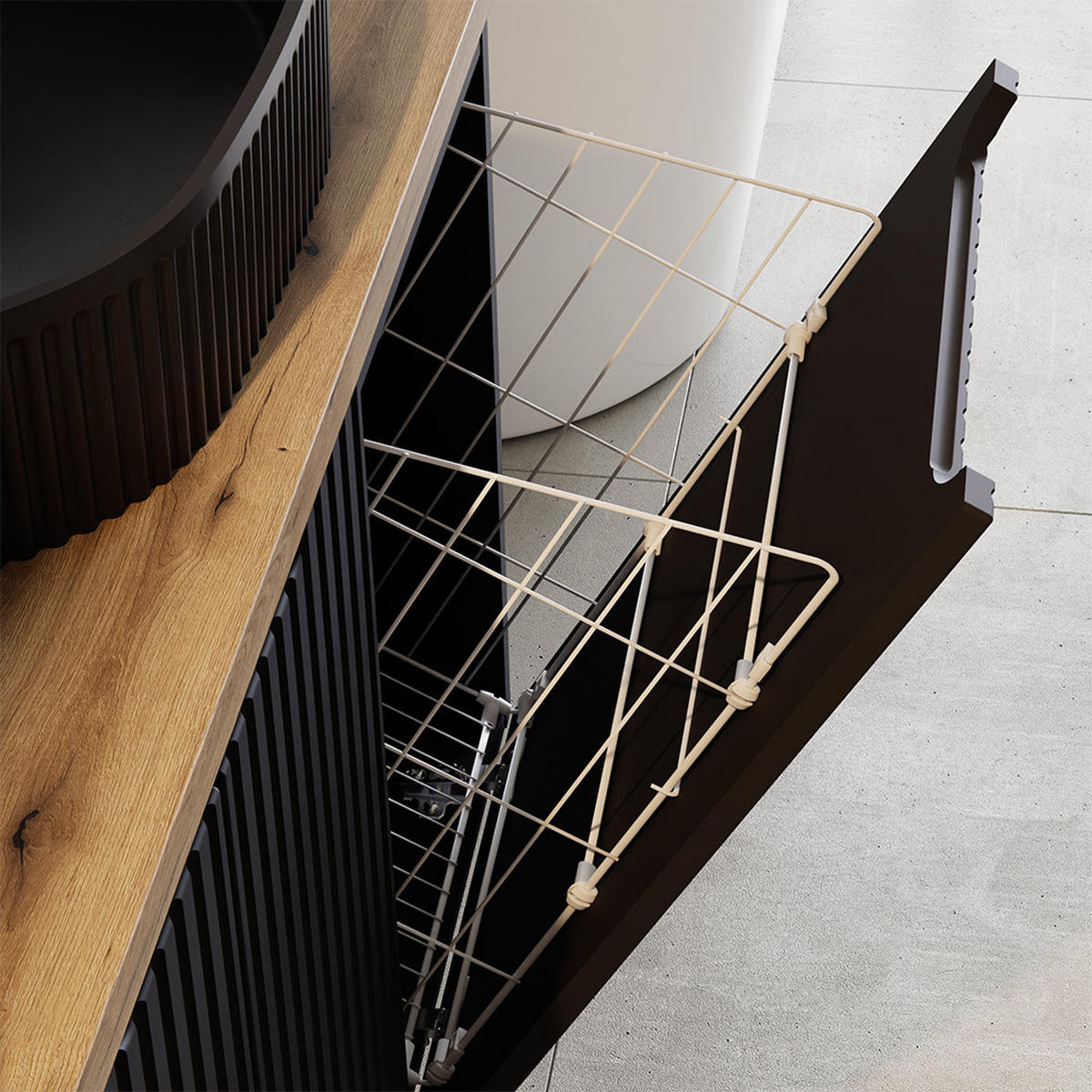 BADMÖBEL-SET 6-TLG. Newport-56 - Schwarz, Holzwerkstoff (210/200/40cm) - Lomado