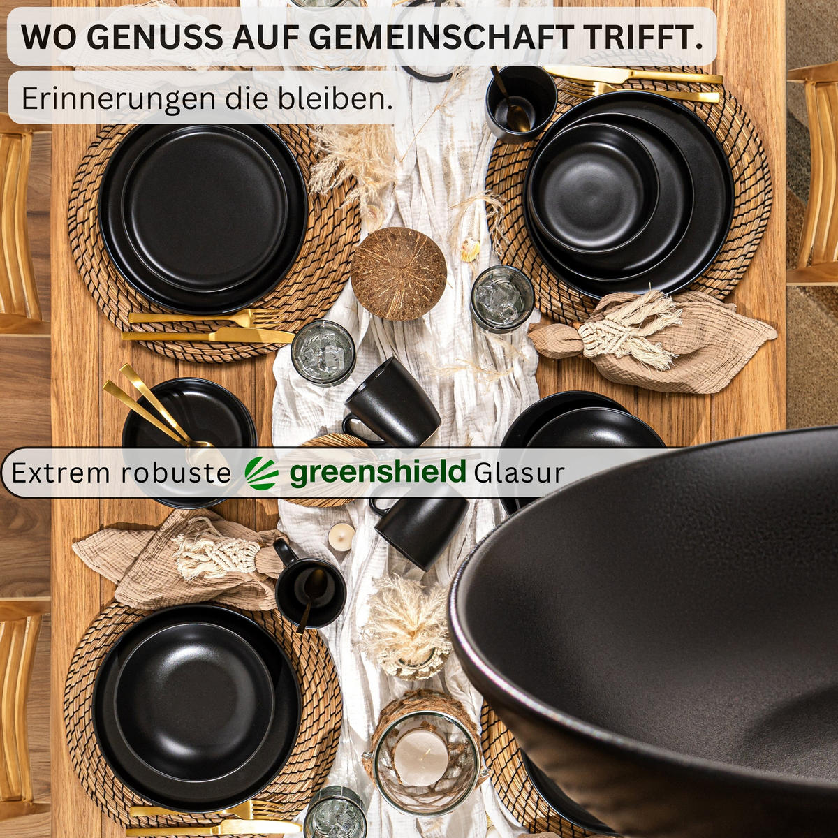 SUPPENTELLER SET MADEIRA - 6 teilig aus Steingut - Schwarz, Keramik (21cm) - Sänger