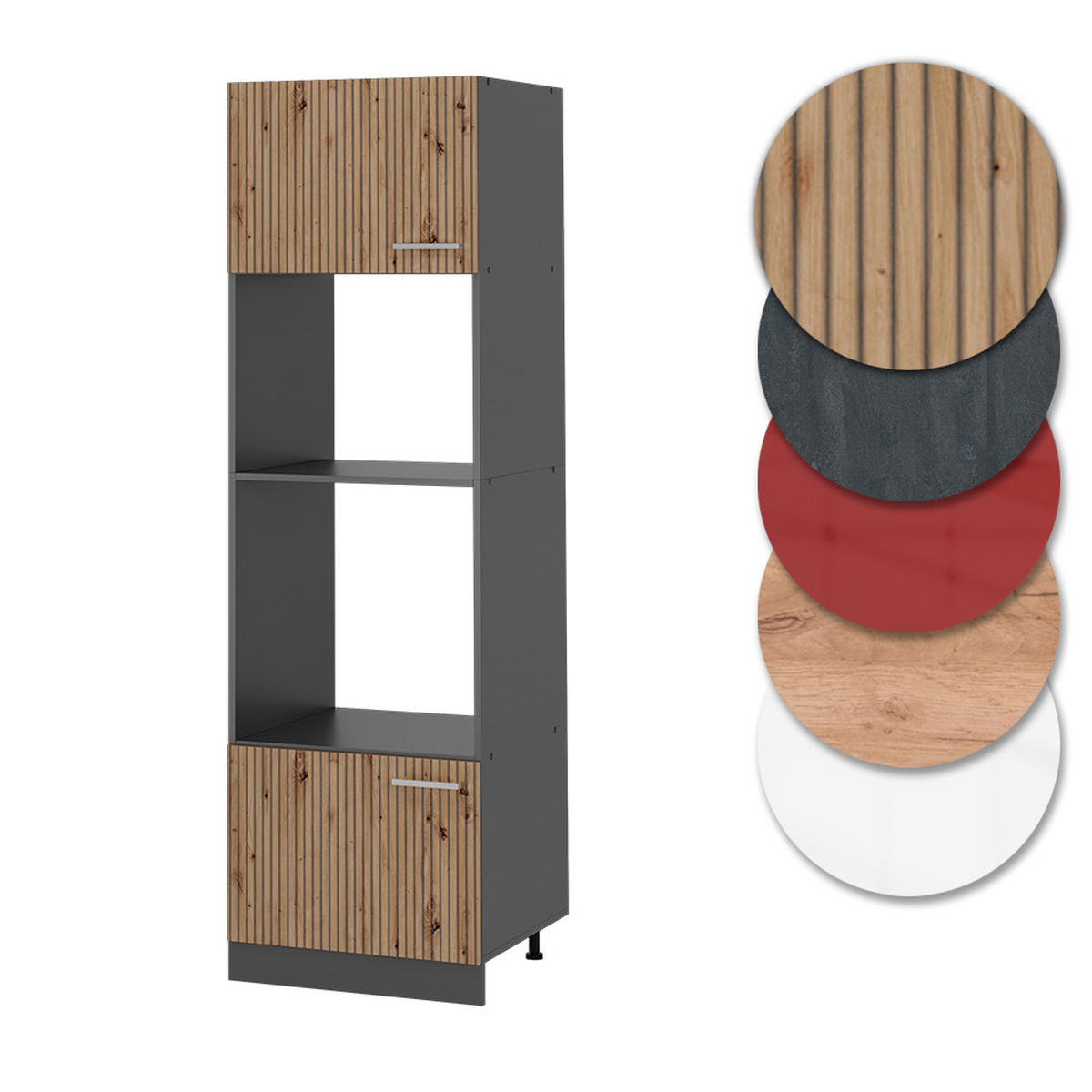 MIKROWELLENSCHRANK R-Line Artisan-Eiche 60 cm - Anthrazit/Eiche Artisan, Holzwerkstoff (60/206.8/57.2cm) - Vicco