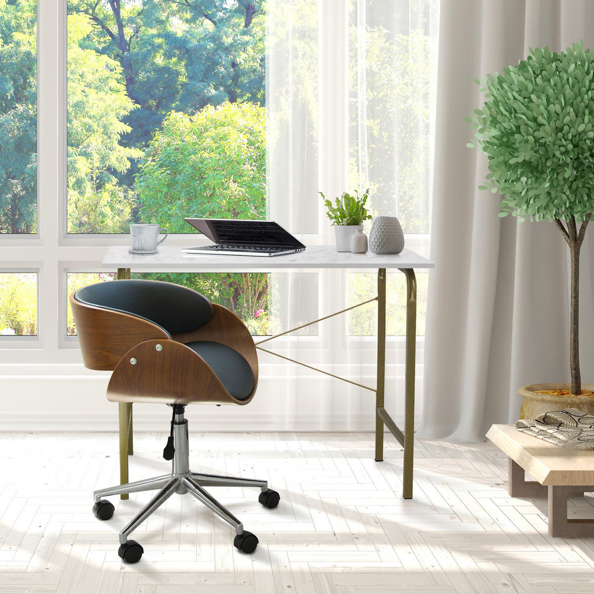 DREHSTUHL Schwarz - Schwarz, Holzwerkstoff (50/65/65cm) - Teamson Home