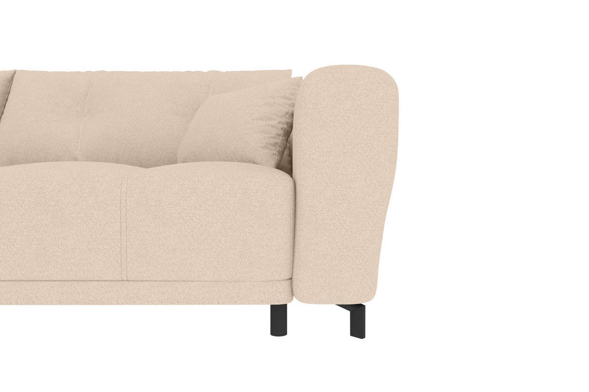 ECKSOFA Massimo Strukturstoff Beige inkl. Schlaffunktion Links - Beige/Schwarz, Textil/Metall (246/177cm) - 99rooms