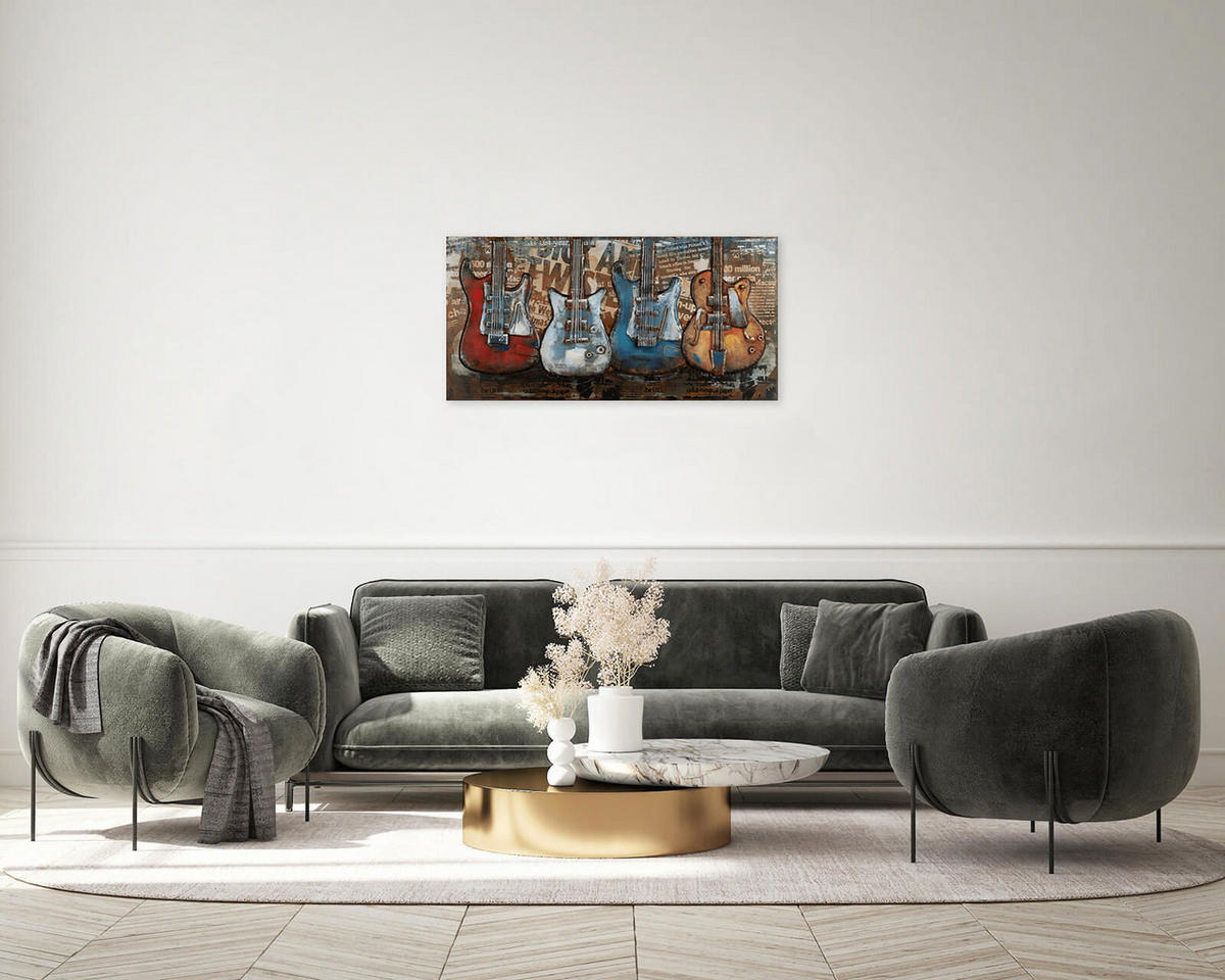 METALLBILD Bunt 100/50 cm - Multicolor, Metall (2.5/50cm) - KUNSTLOFT