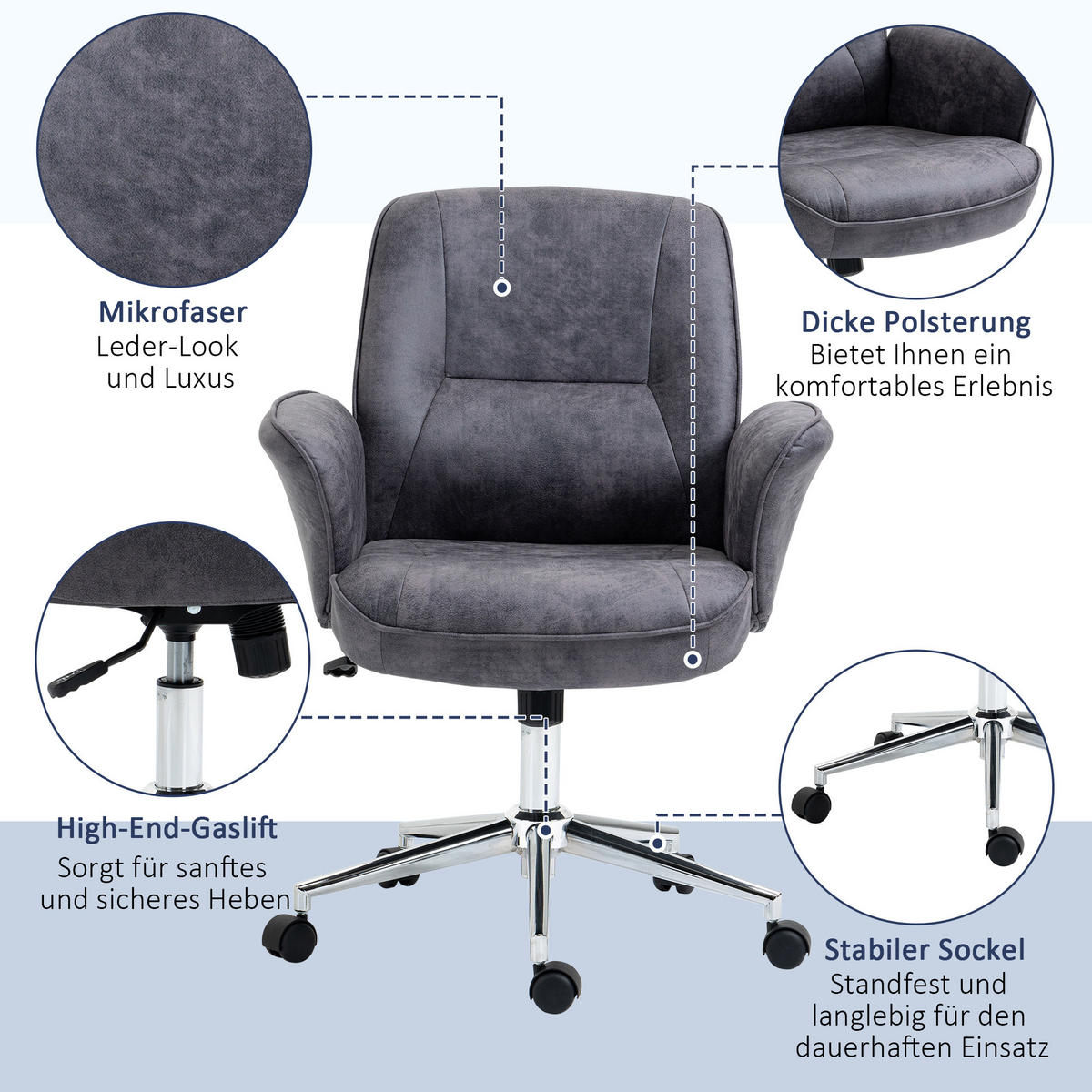 BÜROSTUHL Dustin Dunkelgrau Schaumstoff 67/69/92-102 cm - Dunkelgrau, Kunststoff/Textil (69/102/67cm) - Jamb