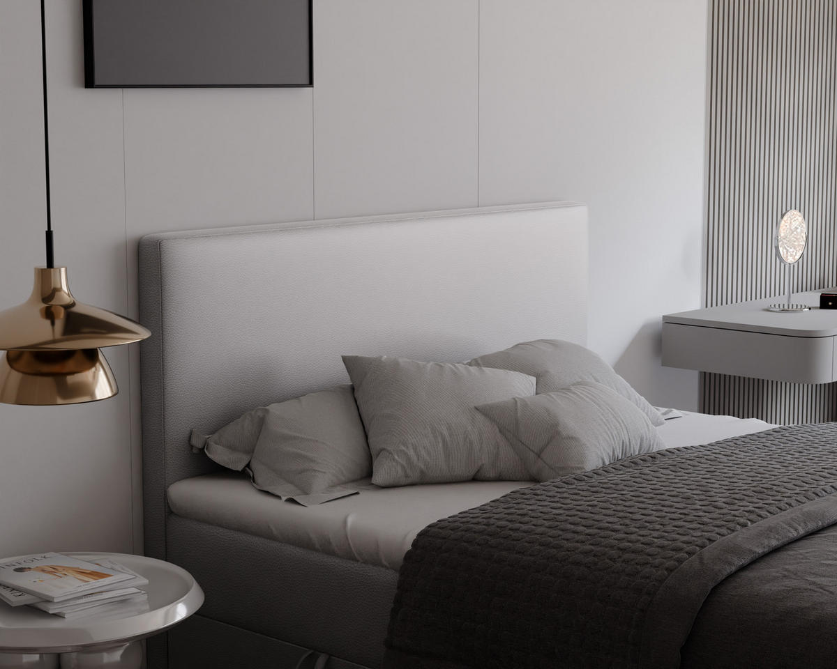 BOXBETT GIULIA 120/200 cm mit Matratze und Topper, Grau - Grau, Textil (120/200cm) - Idohome