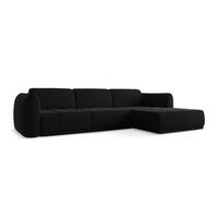 ECKSOFA Rechts Samt Stoff Schwarz - Schwarz, Kunststoff/Textil (290/170cm) - Makamii