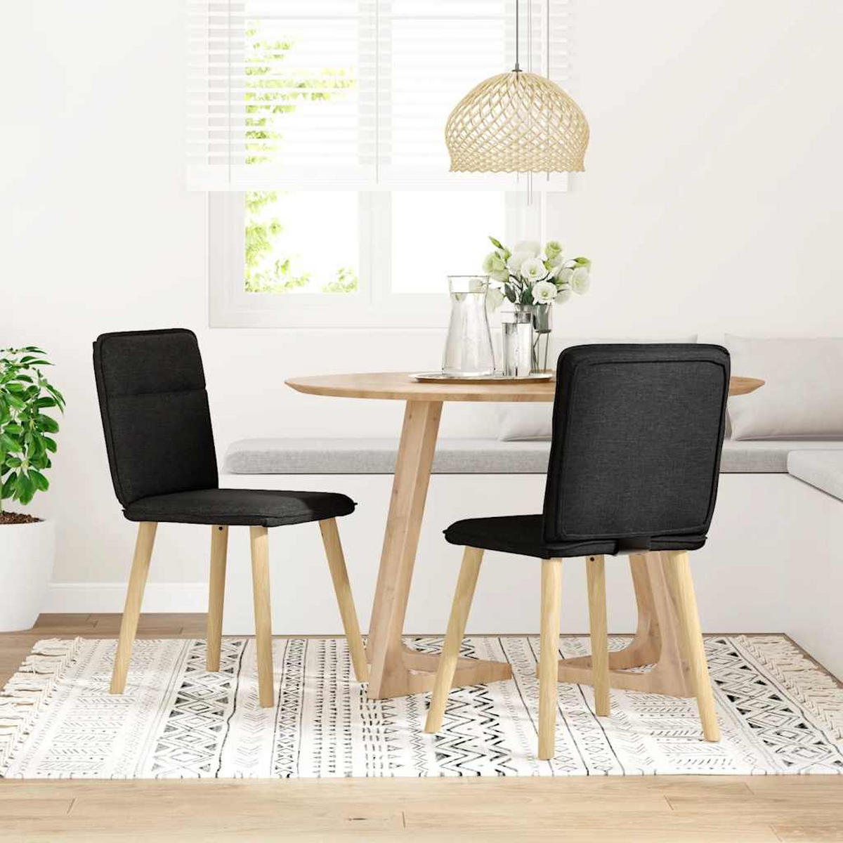 ESSZIMMERSTÜHLE 2 Stk. Schwarz Stoff 45*54*86cm - Schwarz, Metall (45/86/54cm) - ZMH
