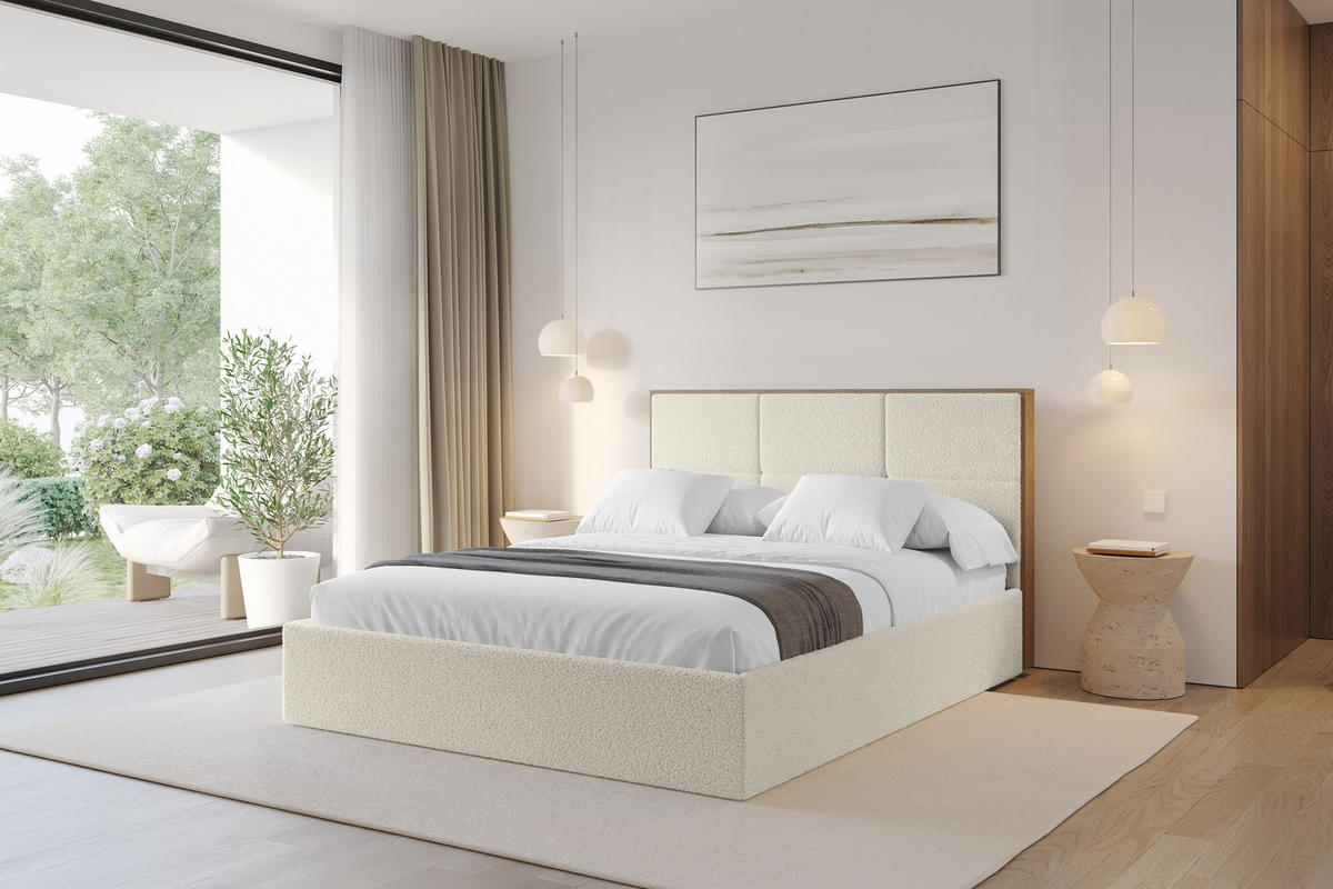 POLSTERBETT mit Bettkasten und Lattenrost, Bett mit Matratze H3/H4 - LILA 140x200 Beige - Sandfarben, Holzwerkstoff/Textil (140/200cm) - ALTDECOR