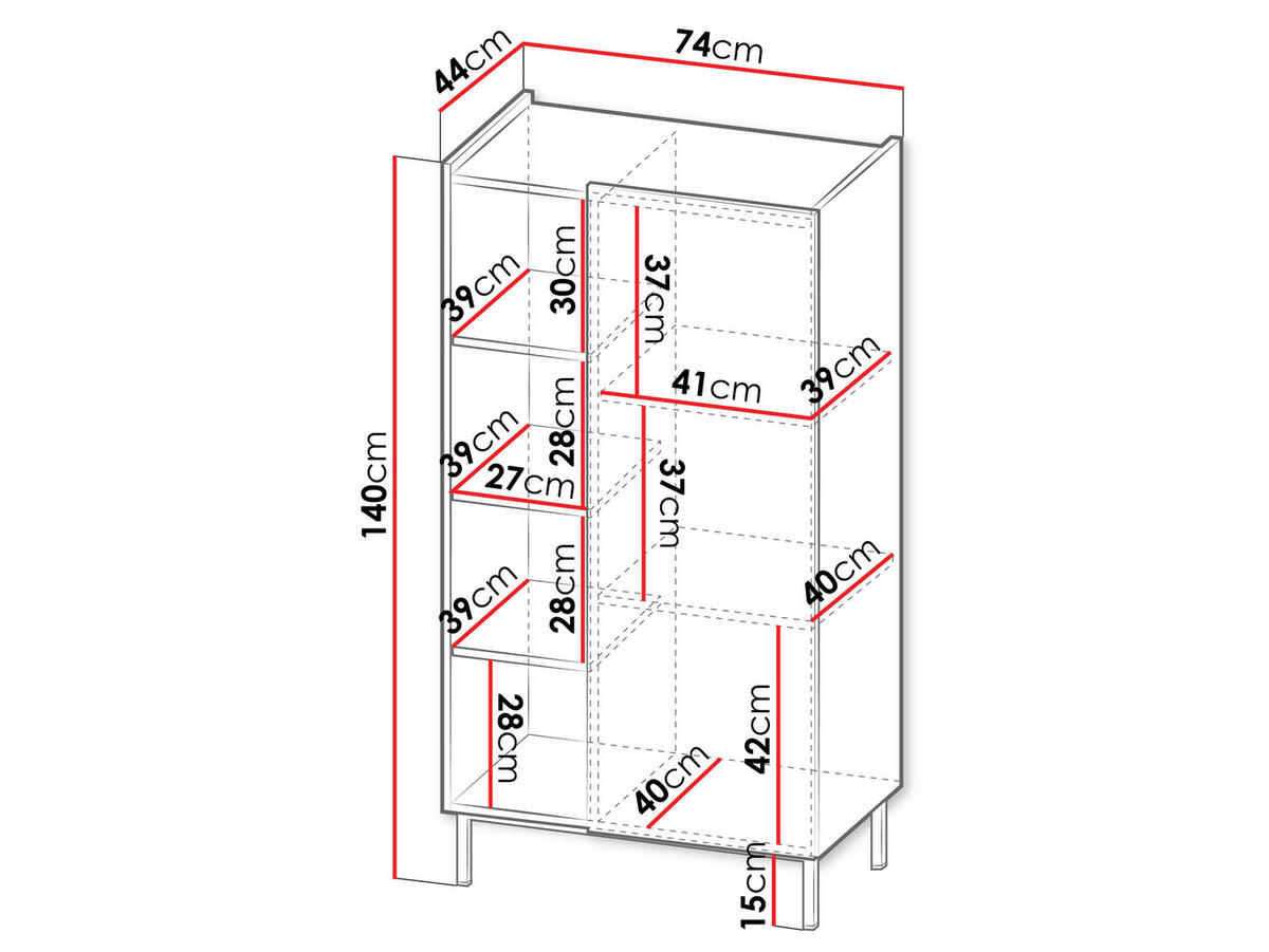 REGAL System 77 - Kaschmir, Holzwerkstoff/Metall (74/140/44cm) - MIRJAN24