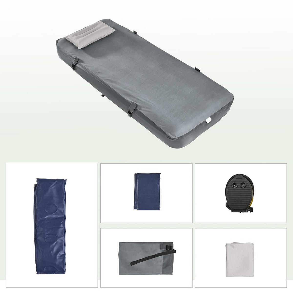 CAMPINGBETT mit Zelt und aufblasbarer Matratze OGS32-II-HG-TP - Ahornfarben, Fell (193.5/86cm) - SoBuy