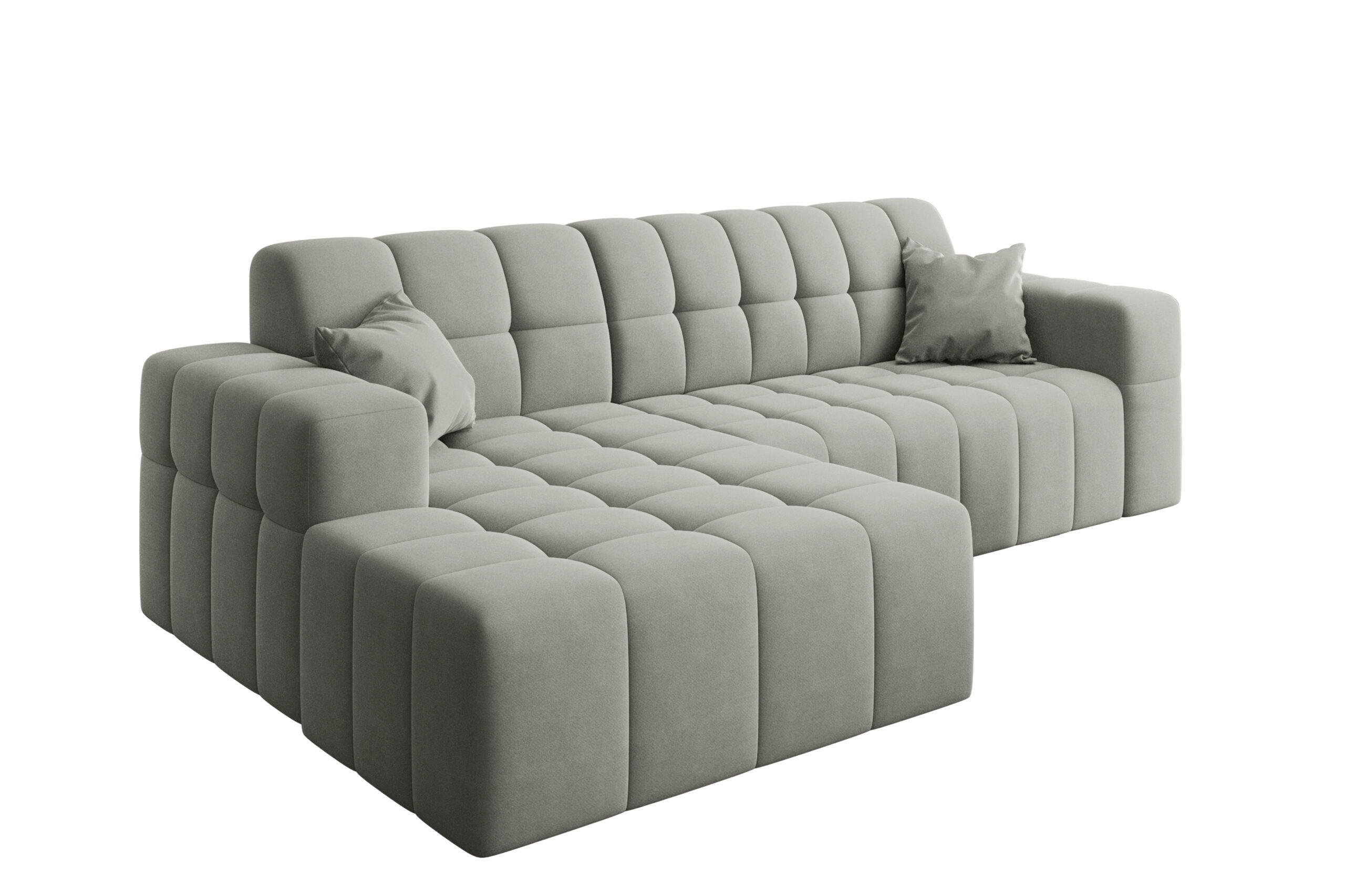 ECKSOFA L-förmiges Nimes Velours Stoff Grau Links - Grau, Holz/Kunststoff (168/265cm) - Kaiser Möbel