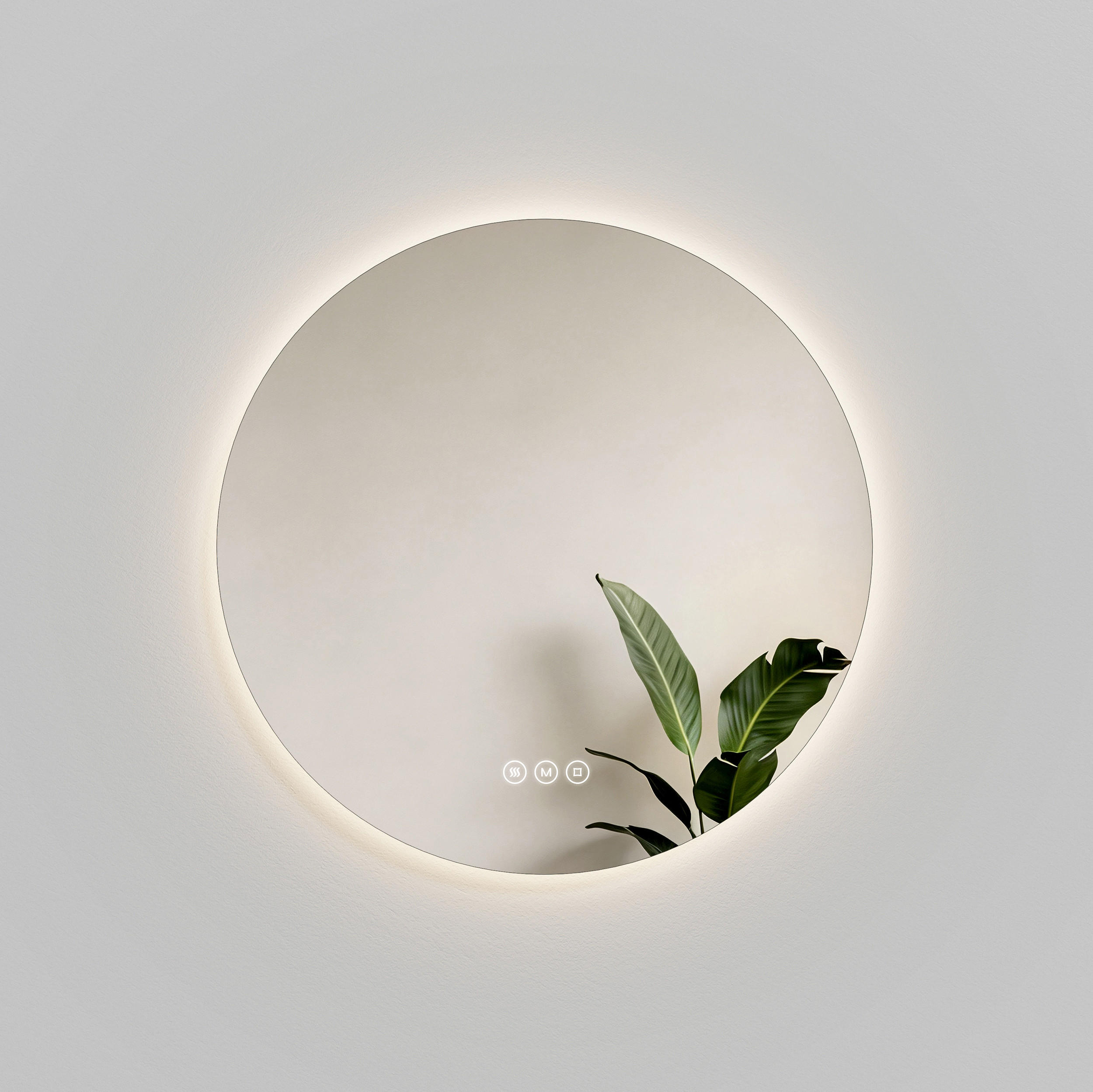 BADSPIEGEL Rund mit Beleuchtung Rahmenlos, 3 Lichtfarben, beschlagfrei, Ø 60 cm - Weiß, Glas (60/3.5/60cm) - EMKE