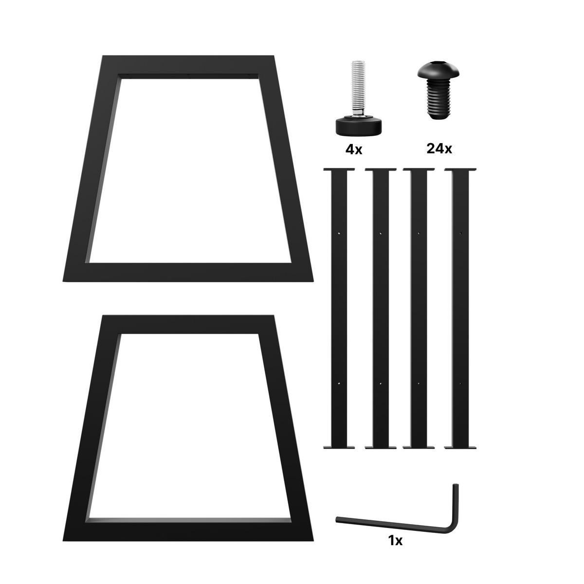 TISCHBEINE Nemesis Extreme Schwarz Metall 280/80/72 cm - Schwarz, Metall (80/72/280cm) - Metalo Pro
