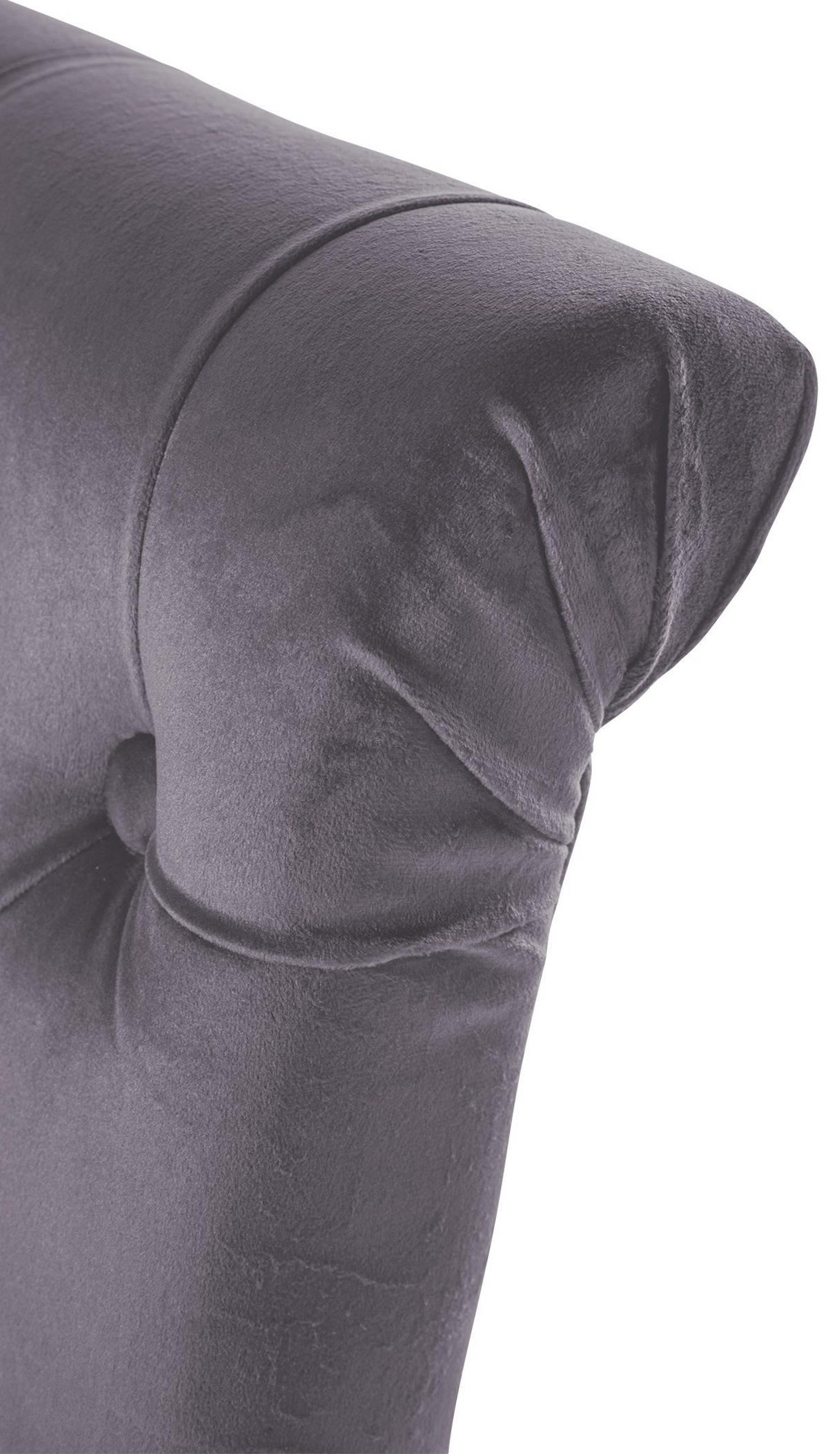 STUHL 2er Set Samt dunkelgrau - Dunkelgrau/Walnussfarben, Holz/Textil (45/98/63cm) - CLP