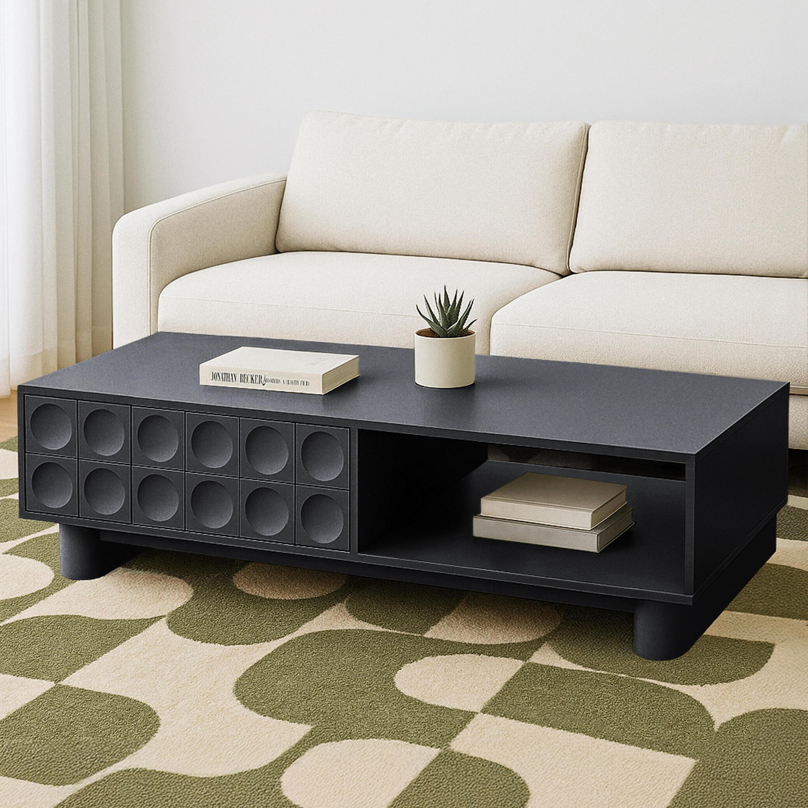 COUCHTISCH, Schwarz - Schwarz, Holz (120/60/39cm) - Oviala