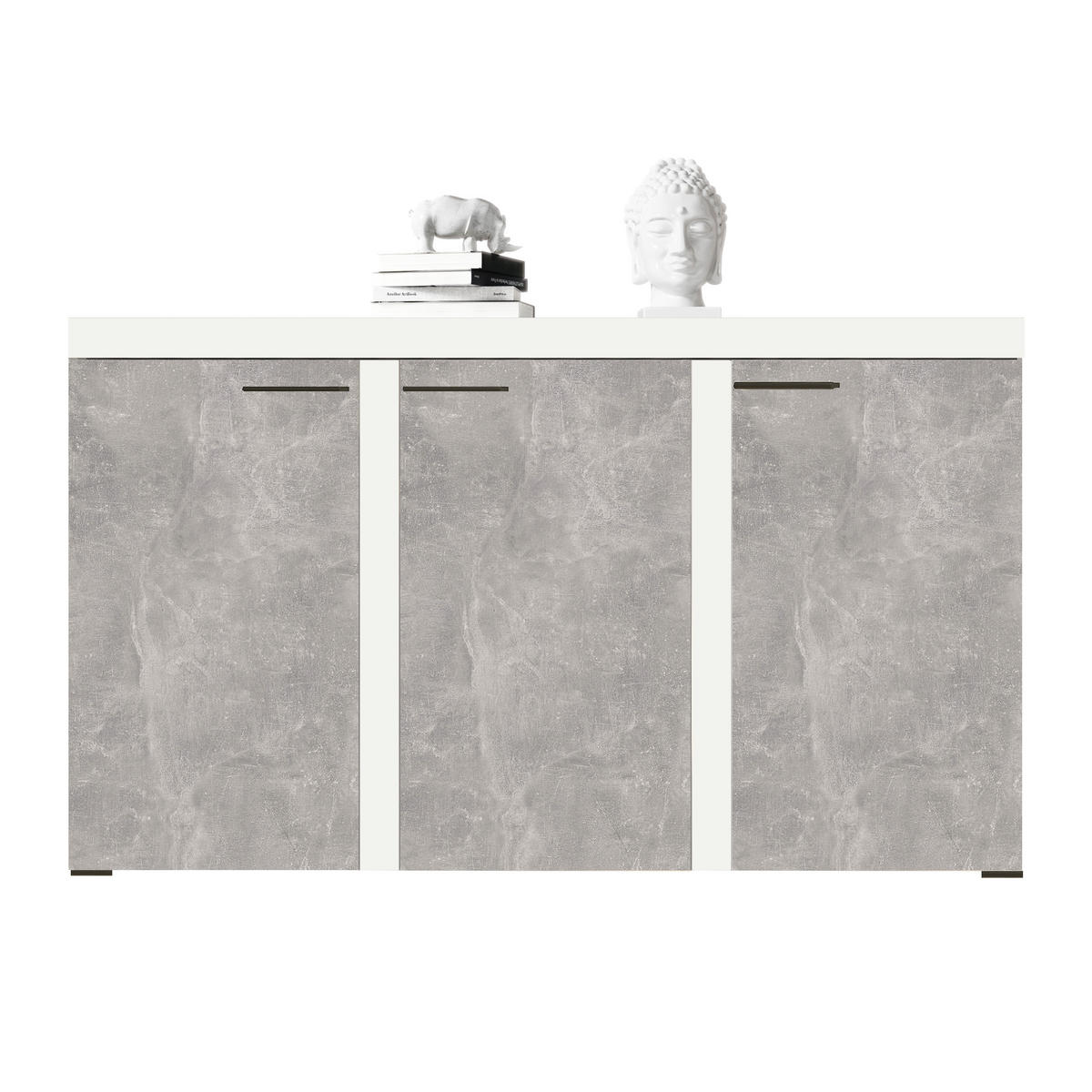 SIDEBOARD Spacoro 3D Weiß, Beton 148,8/82/40,3 cm – Wohnzimmer Kommode Modern - Hellgrau/Weiß, Holzwerkstoff/Kunststoff (149/82/40cm) - AX Living