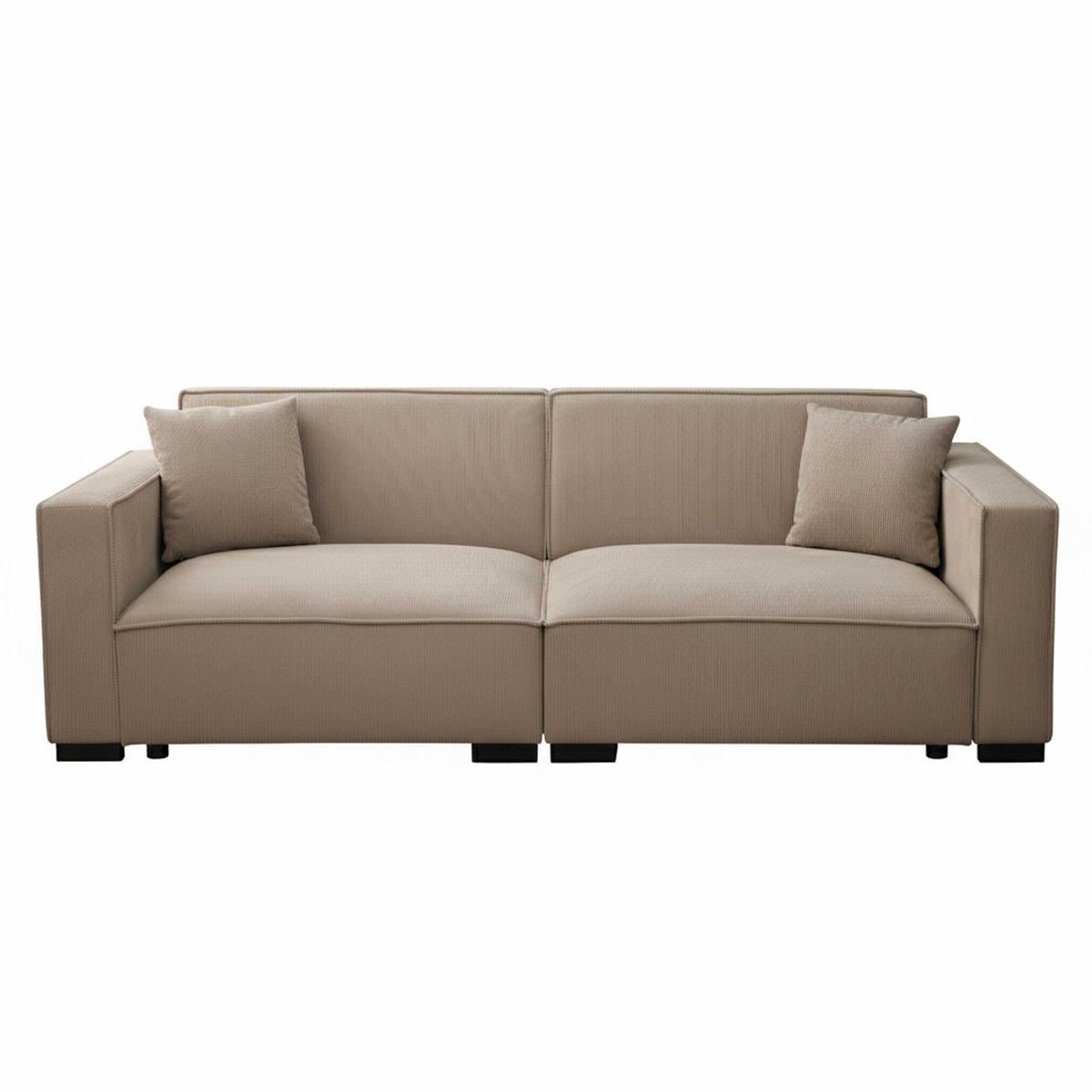 SOFA 3-Sitzer, Taupe - Taupe, Textil (90/76/230cm) - Oviala