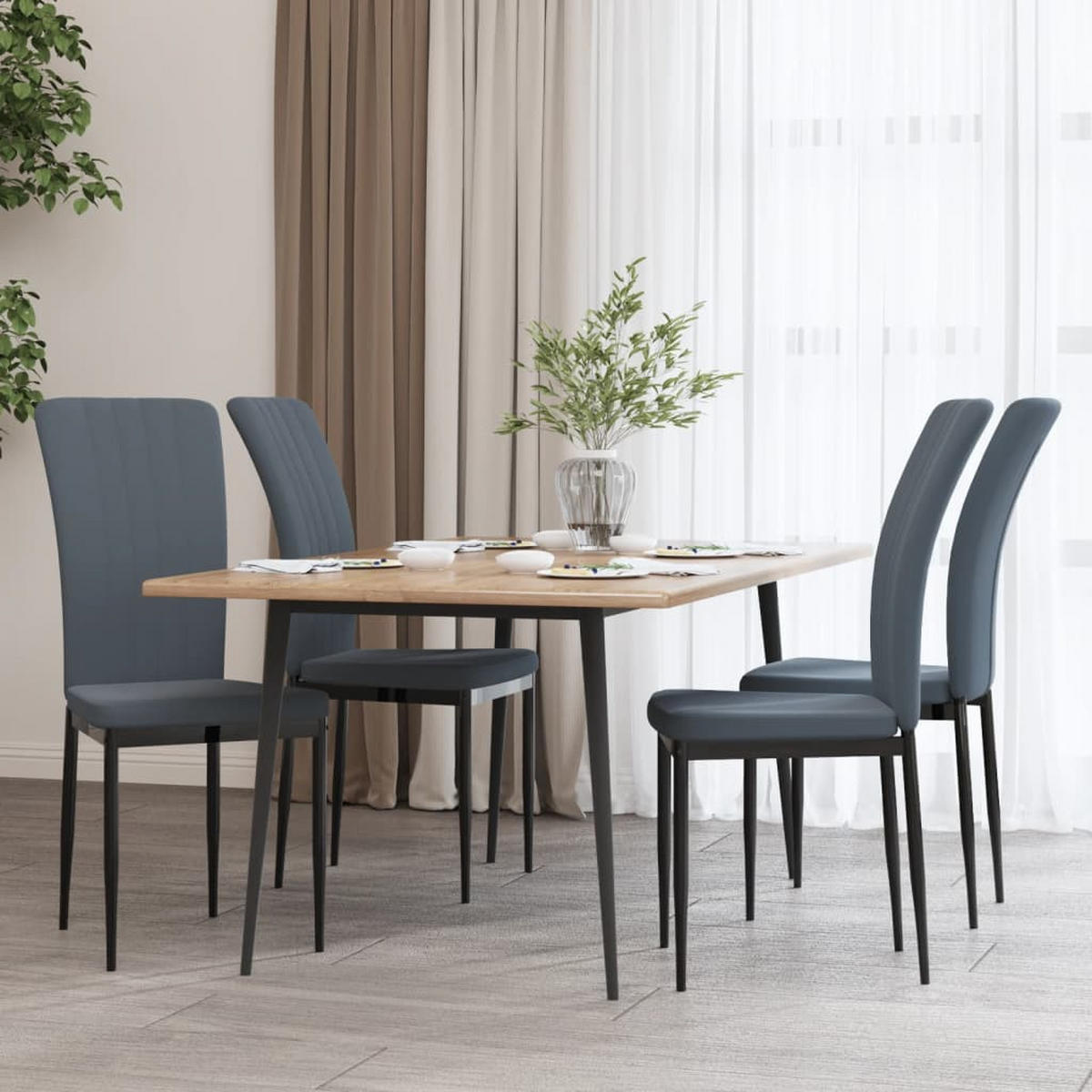 ESSZIMMERSTÜHLE 4 Stk. Dunkelgrau Samt 42*58*85.5cm - Grau, Metall (42/85.5/58cm) - ZMH