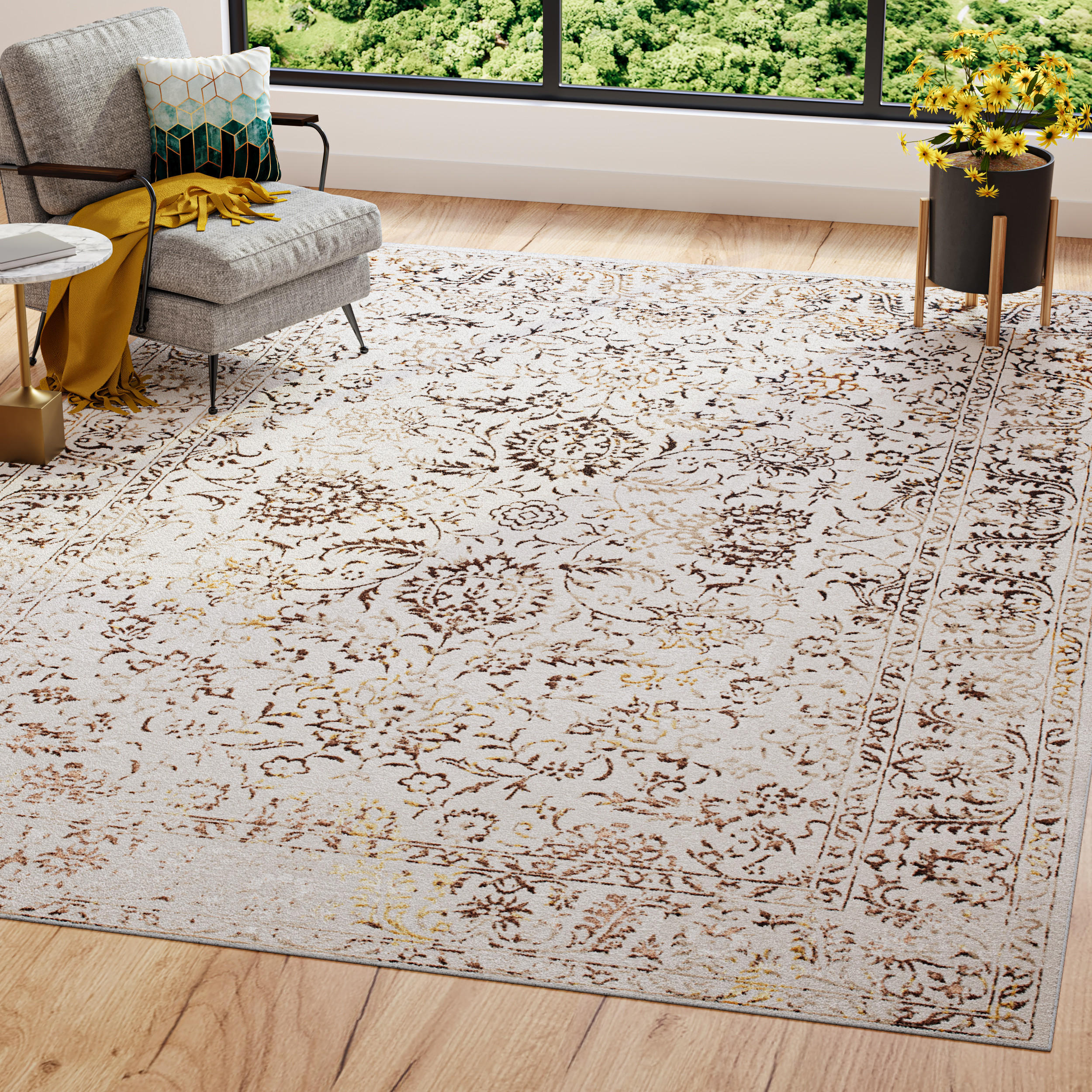 TEPPICH GOLDEN Creme Beige 120/170 cm - Multicolor, Kunststoff (120/170cm) - Tapiso