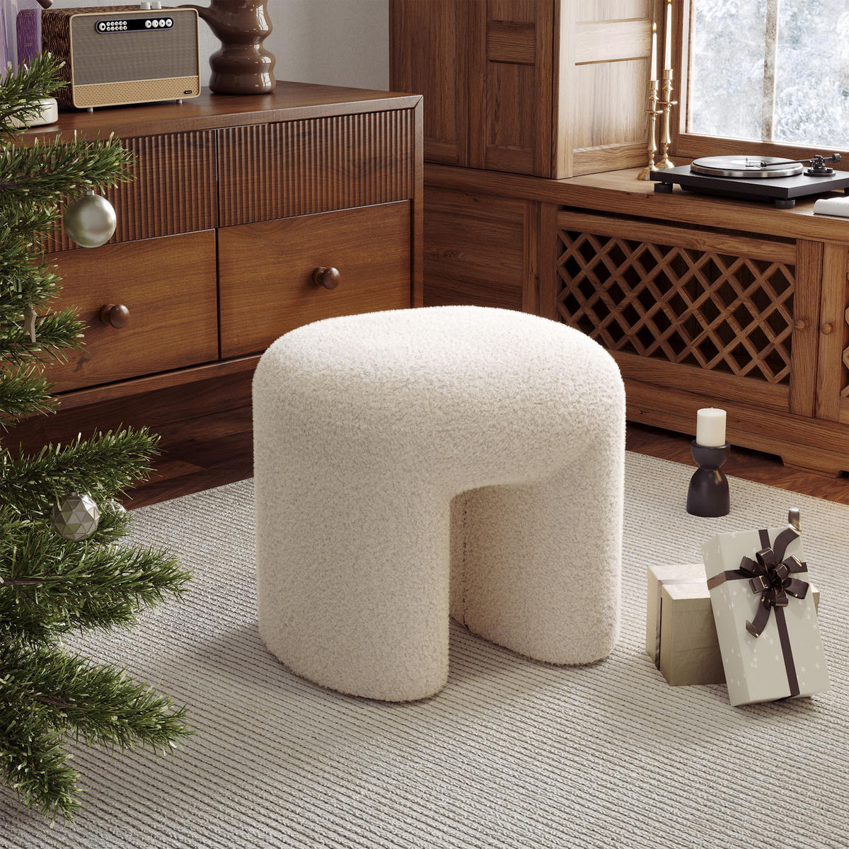 FUSSHOCKER 46/44/41 cm Teddyfleece Weiß - Weiß, Textil (46/41/44cm) - Livingandhome