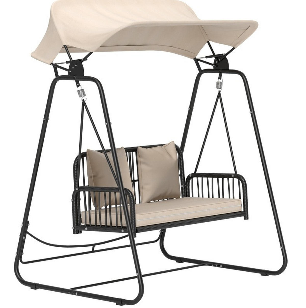 HOLLYWOODSCHAUKEL aus Stahl 149x121x180 cm in Beige mit verstellbarem Sonnendach - Beige, Metall (149/180/121cm) - Modfu