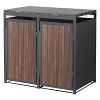 MÜLLTONNENBOX 2er 240L 132x80x120 cm Anthrazit-Eiche dunkel aus Stahl - Dunkelbraun, Metall (80/120/132cm) - ML-DESIGN