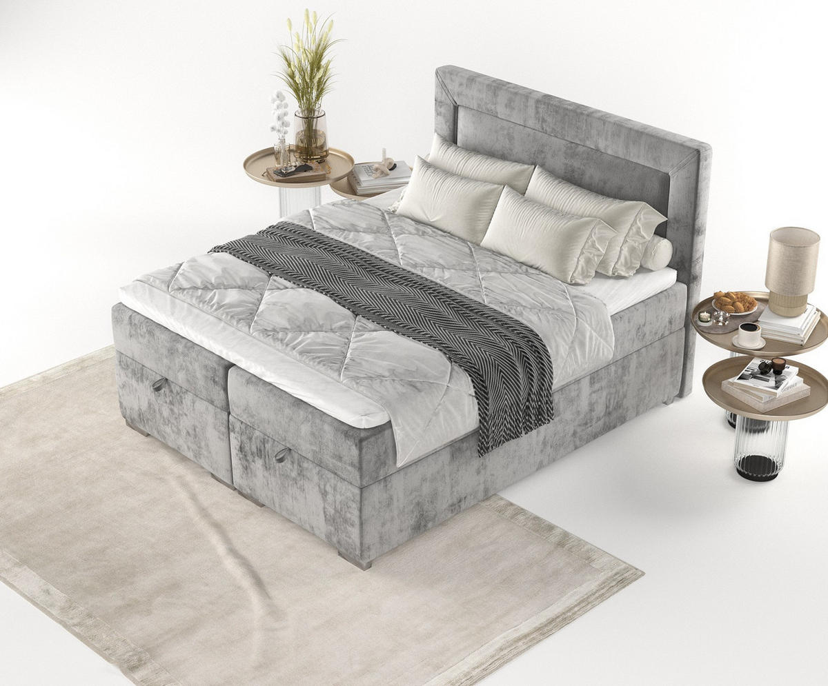 BOXBETT Lontano 120/200 cm Grau im Lotta Stoff - Chromfarben/Grau, Holz/Holzwerkstoff (120/200cm) - AltaBeds