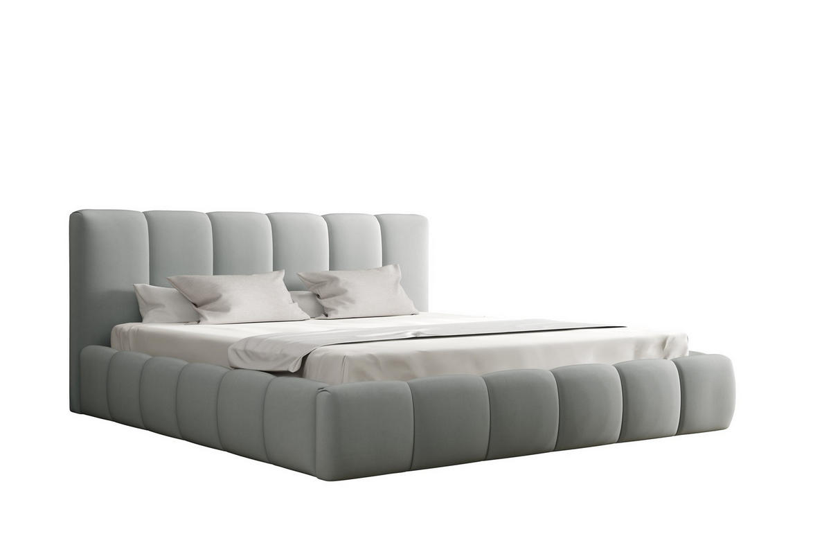 POLSTERBETT Giulia Magic Velvet - Hellgrau, Holzwerkstoff/Textil (180/200cm) - Fun Möbel